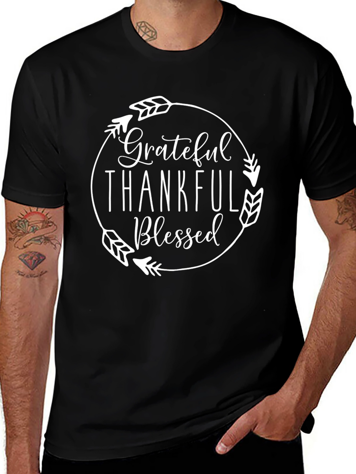 Grateful Thankful Blessed T-Shirt - Unisex Crew Neck