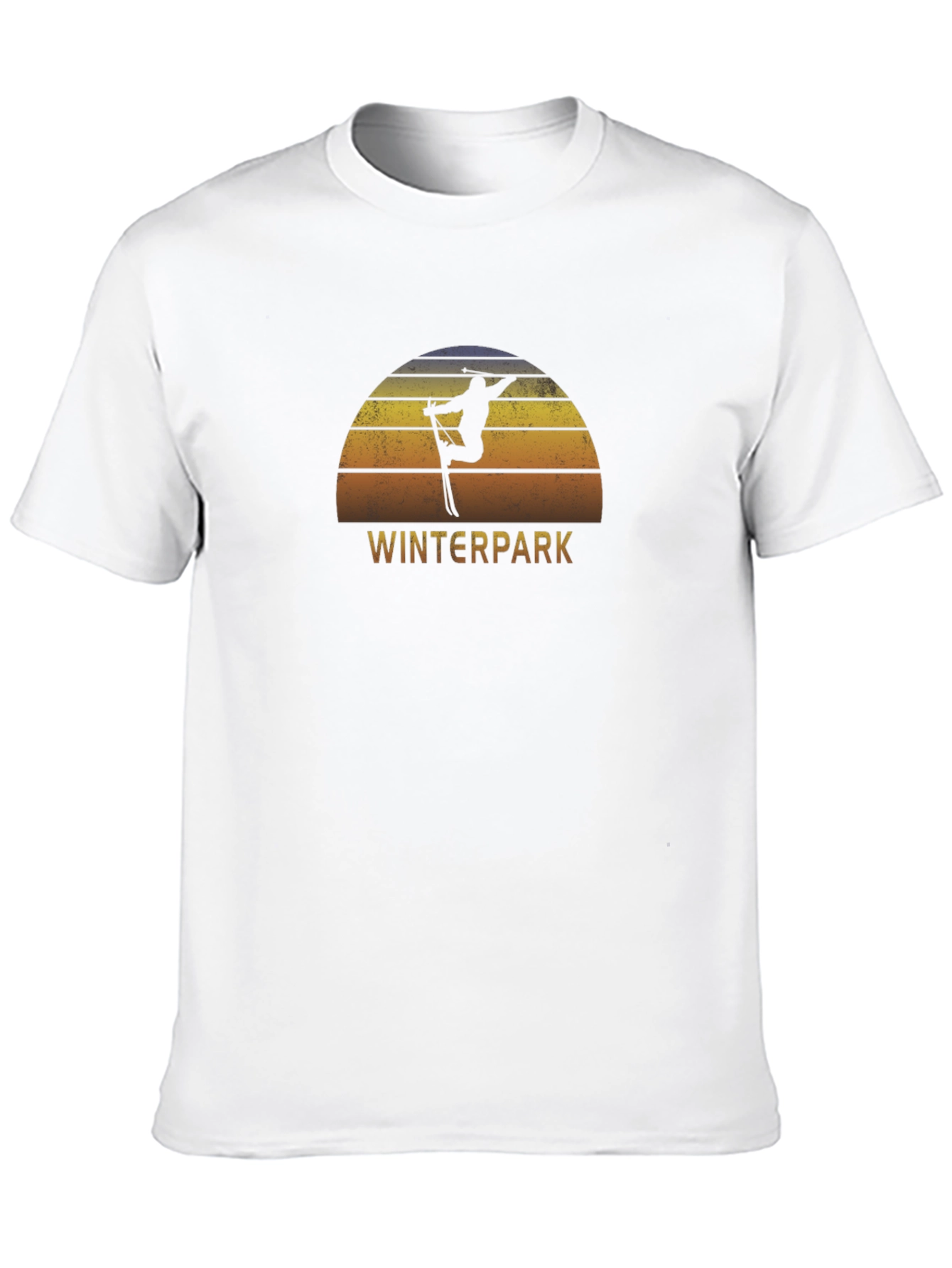 Winterpark Ski T-Shirt - Retro Sunset Design