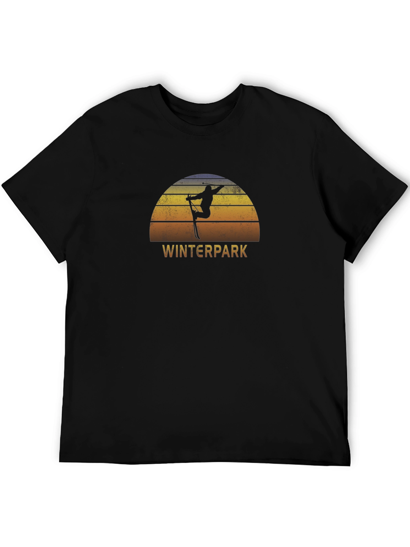 Winterpark Ski T-Shirt - Retro Sunset Design