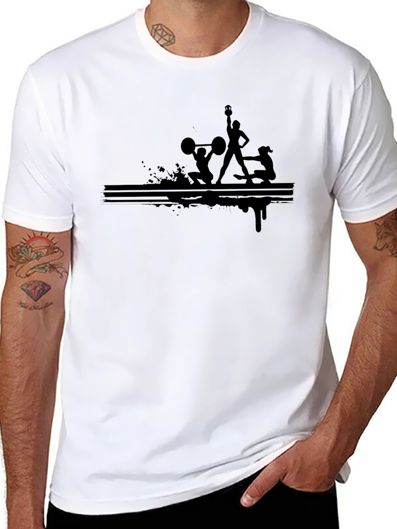 Black Workout Graphic Tee - Fitness Design