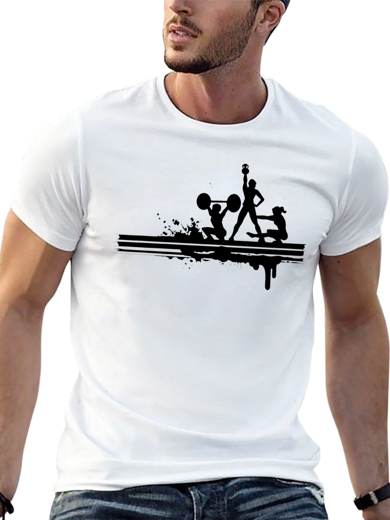 Black Workout Graphic Tee - Fitness Design