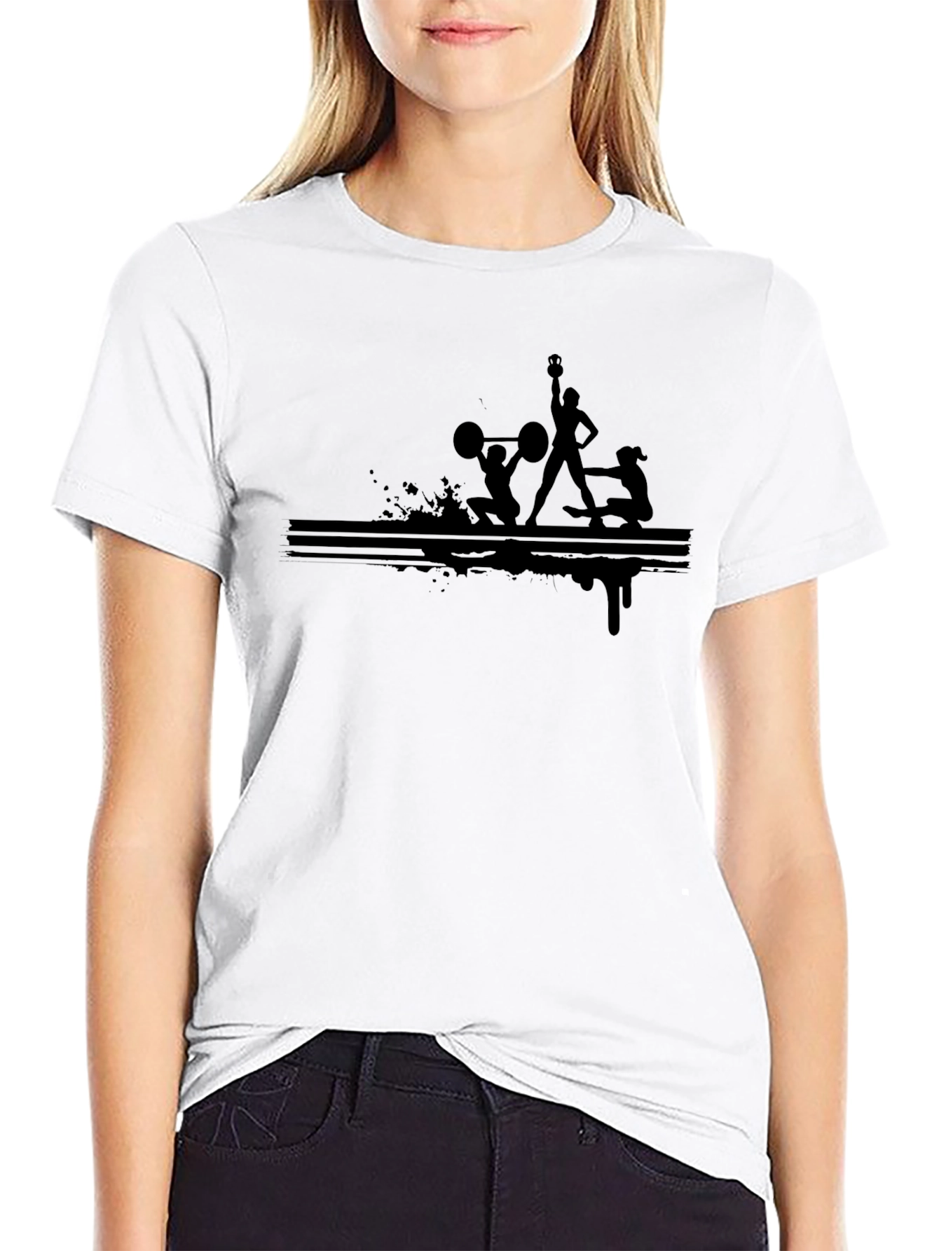 Black Workout Graphic Tee - Fitness Design