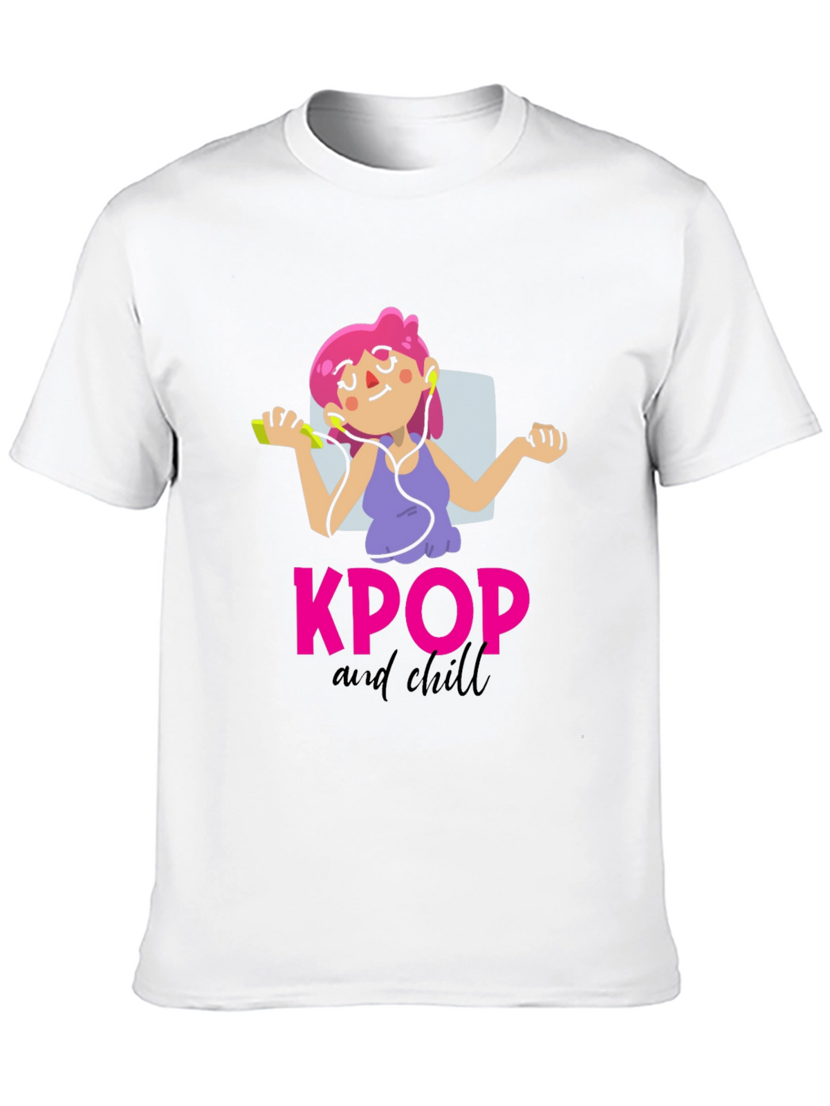 KPOP and Chill Graphic Tee - Black Cotton T-Shirt