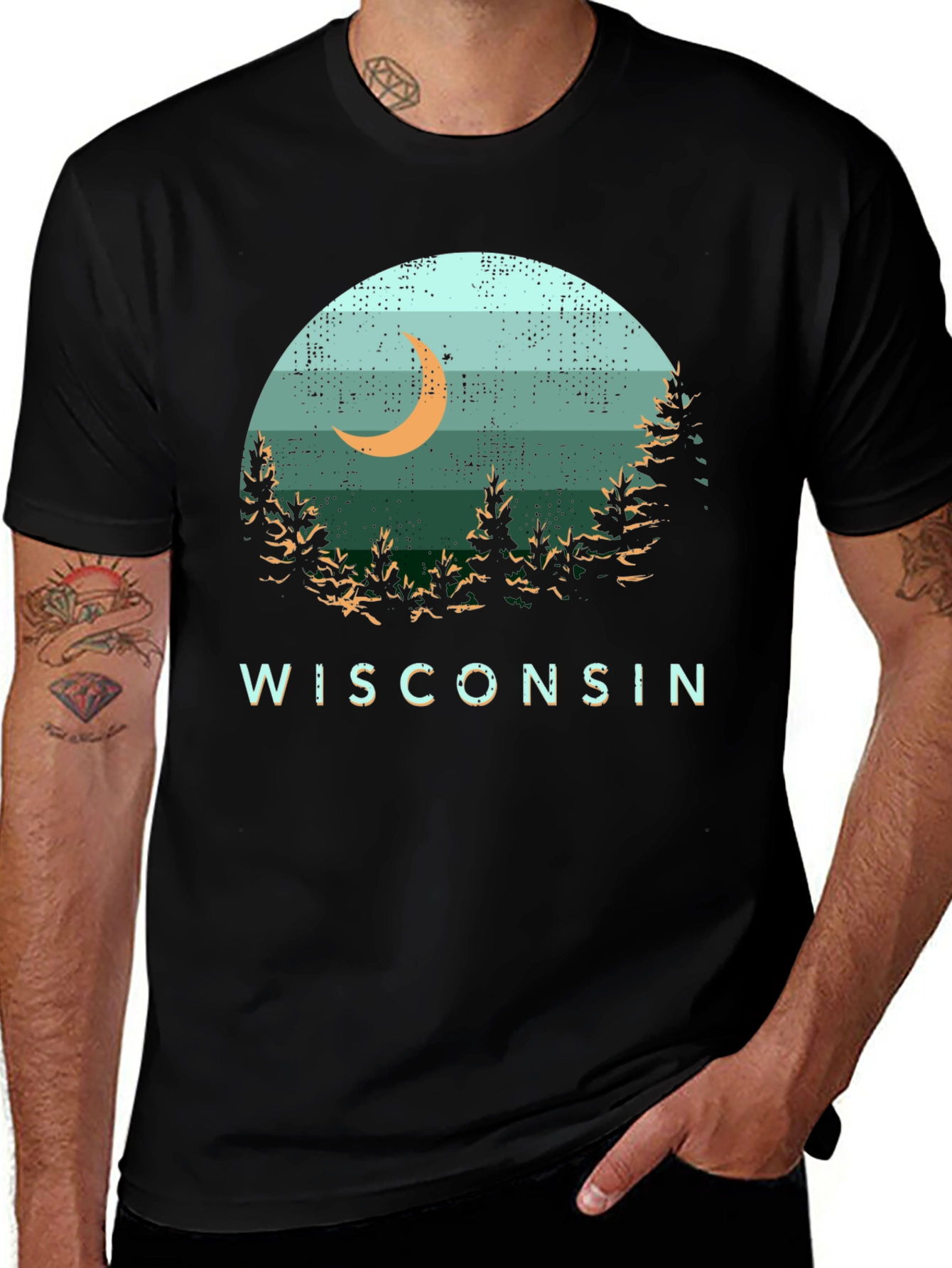 Wisconsin Nature Scene Graphic Tee - Black