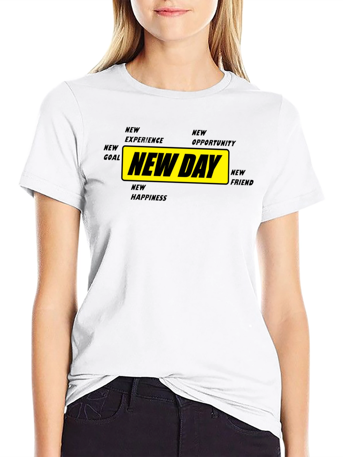 New Day Motivational Graphic Tee - Black