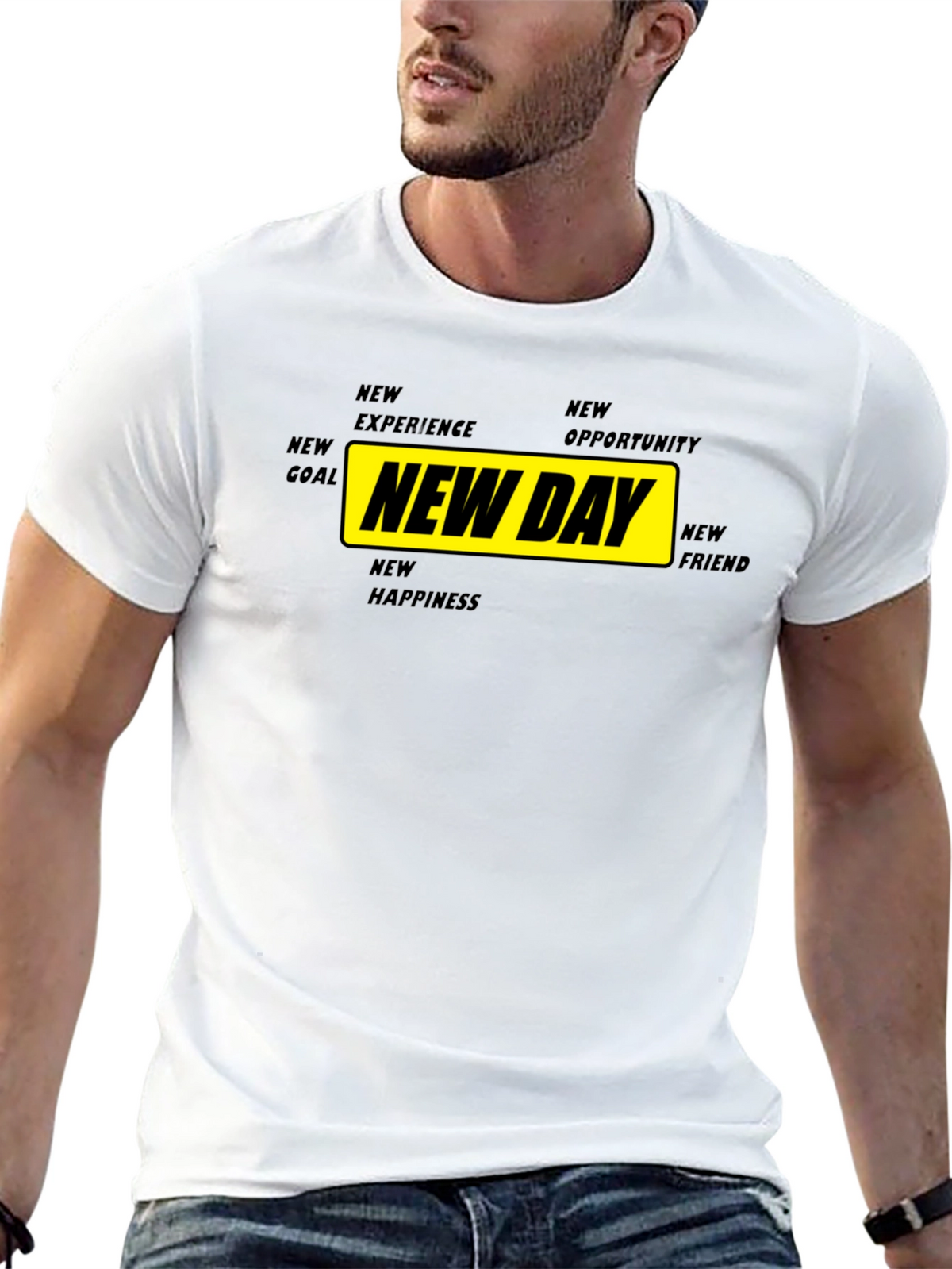 New Day Motivational Graphic Tee - Black
