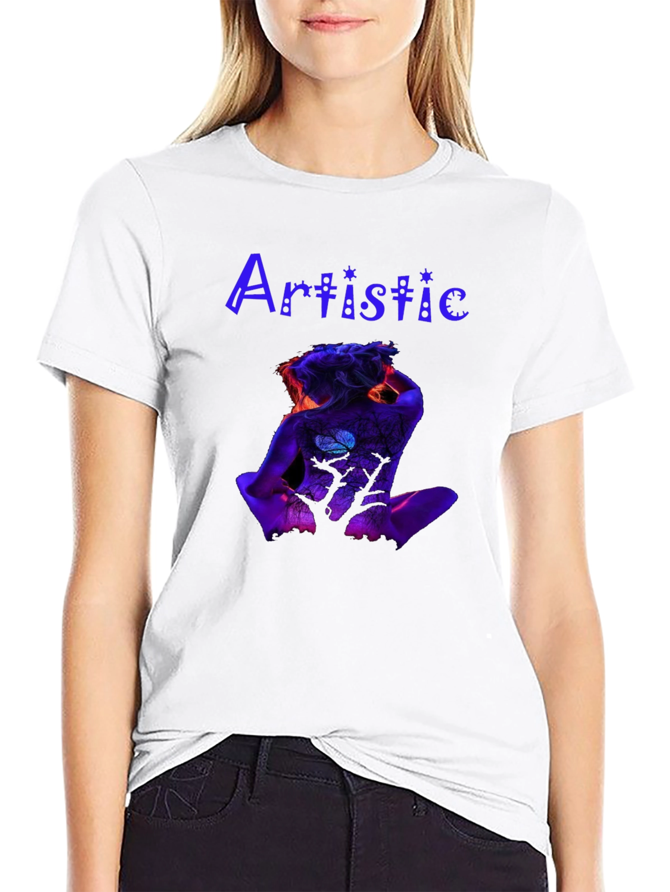 Artistic Body Art Print Black Tee