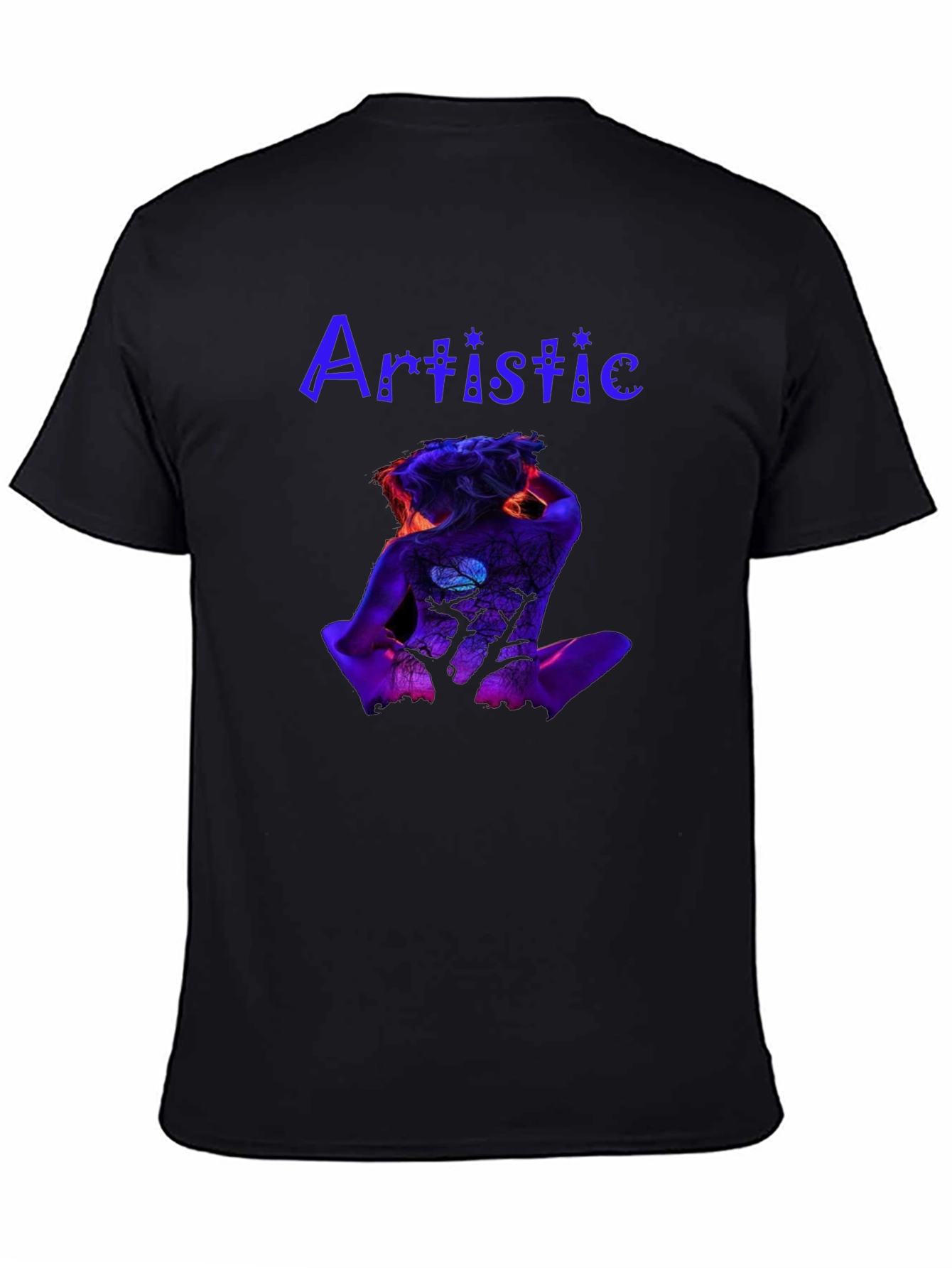 Artistic Body Art Print Black Tee