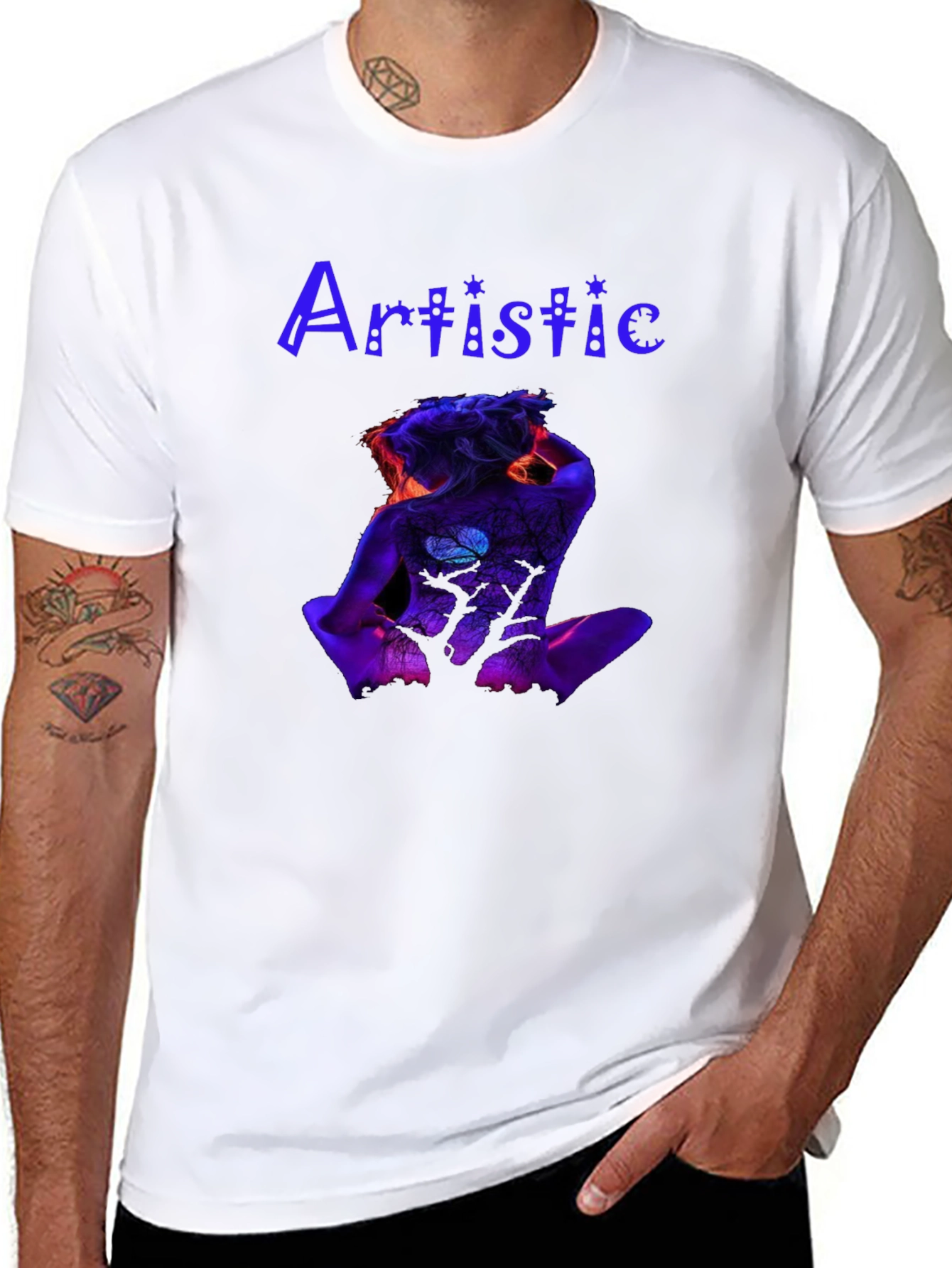 Artistic Body Art Print Black Tee