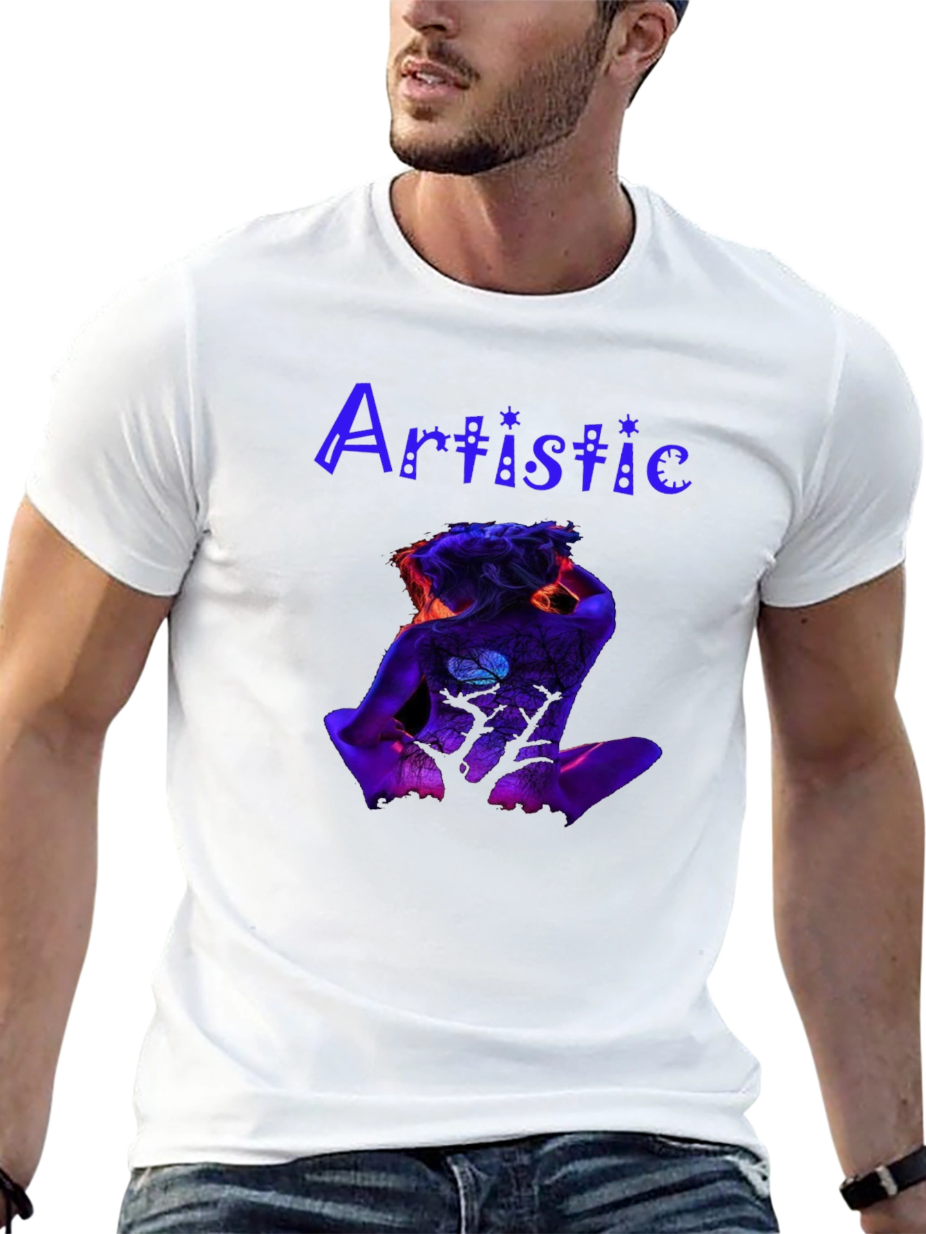 Artistic Body Art Print Black Tee