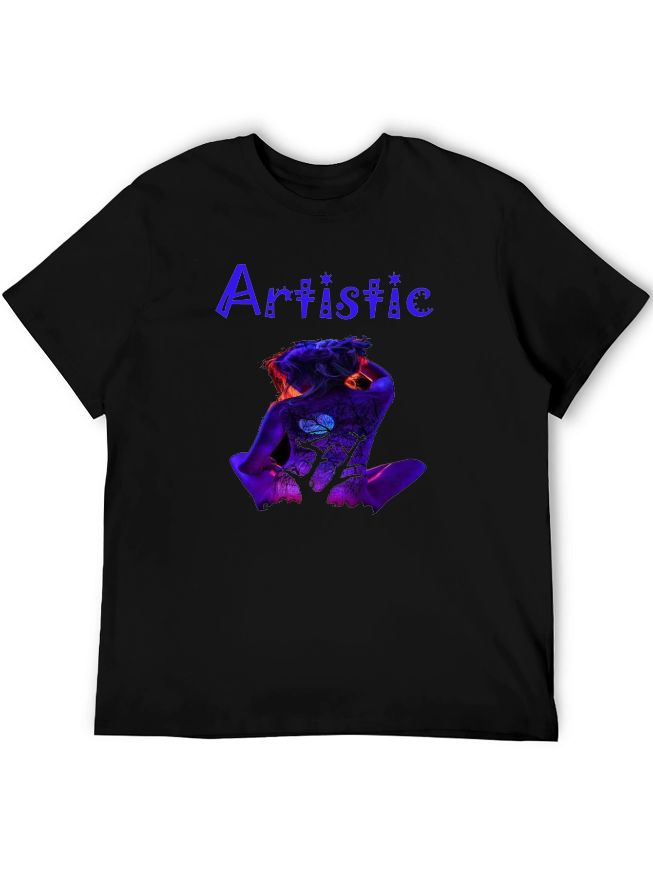 Artistic Body Art Print Black Tee