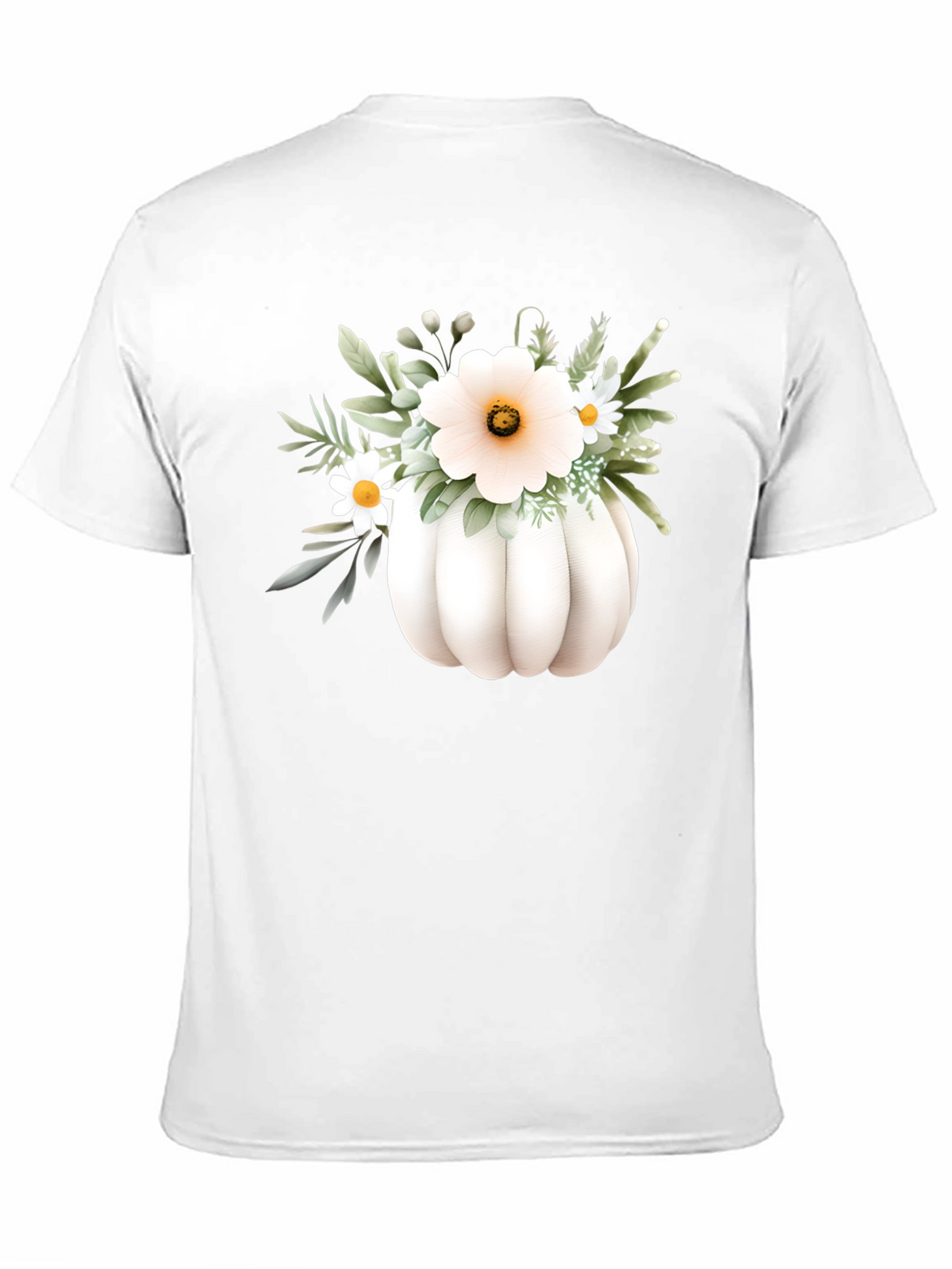 Floral Pumpkin Graphic Tee - Black Cotton Blend