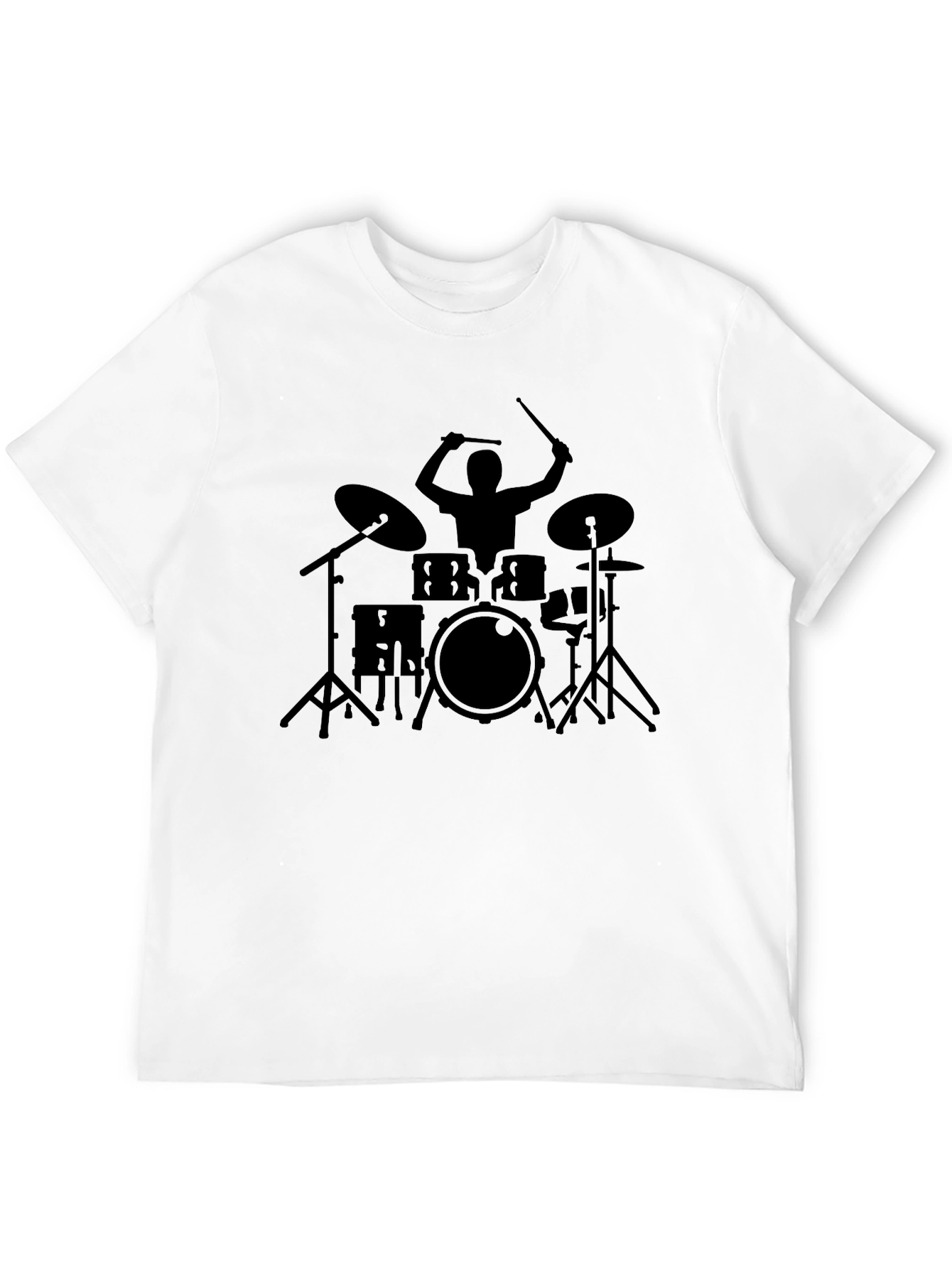 Drummer Graphic Tee - Black Cotton Musician T-Shirt