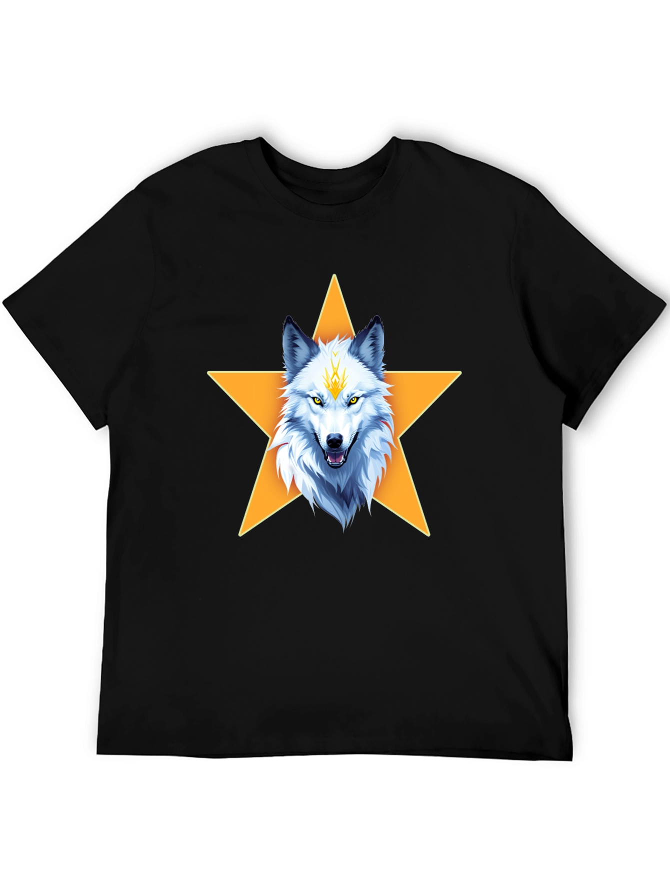 Wolf Star Graphic T-Shirt - Black
