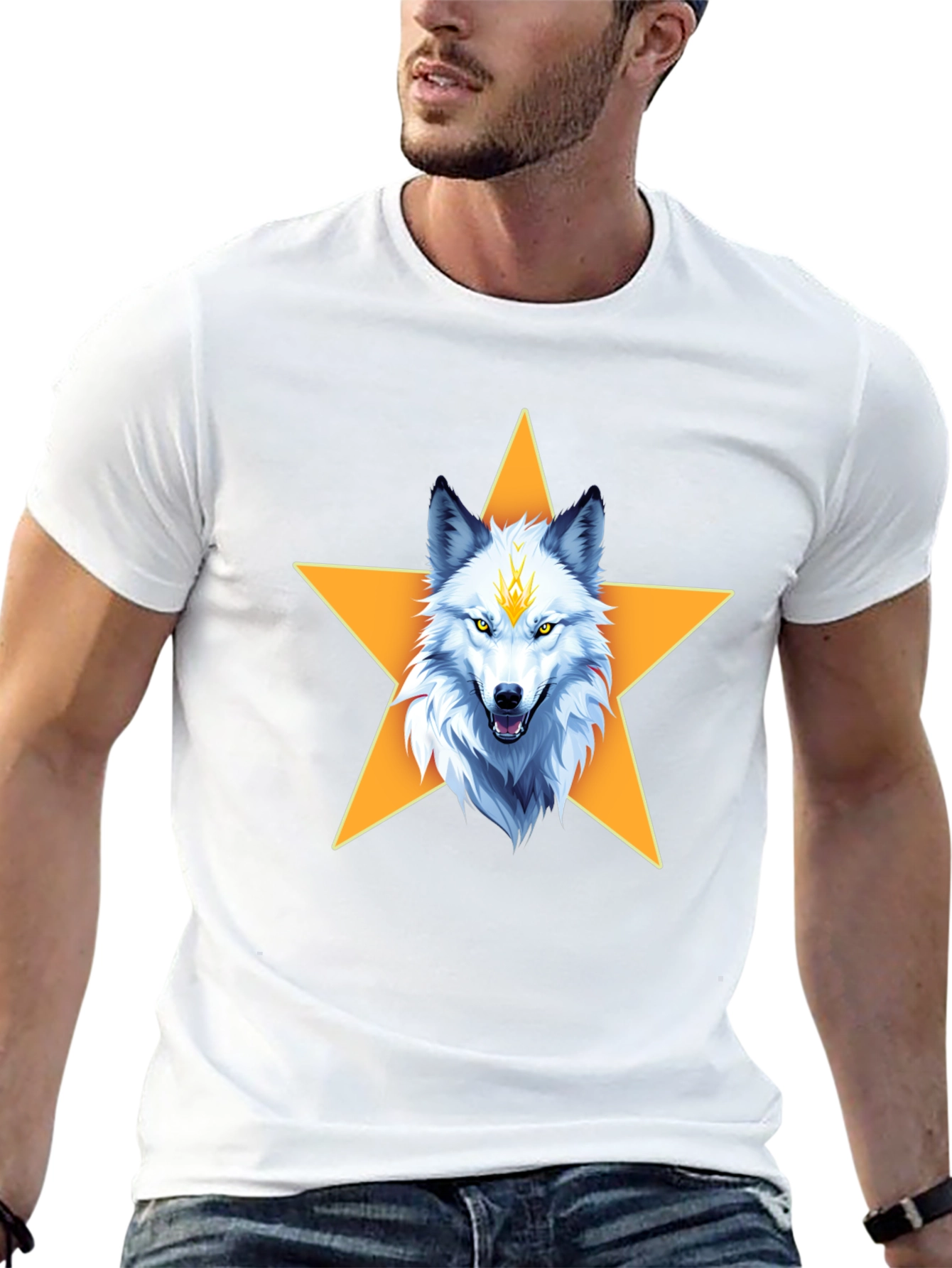 Wolf Star Graphic T-Shirt - Black