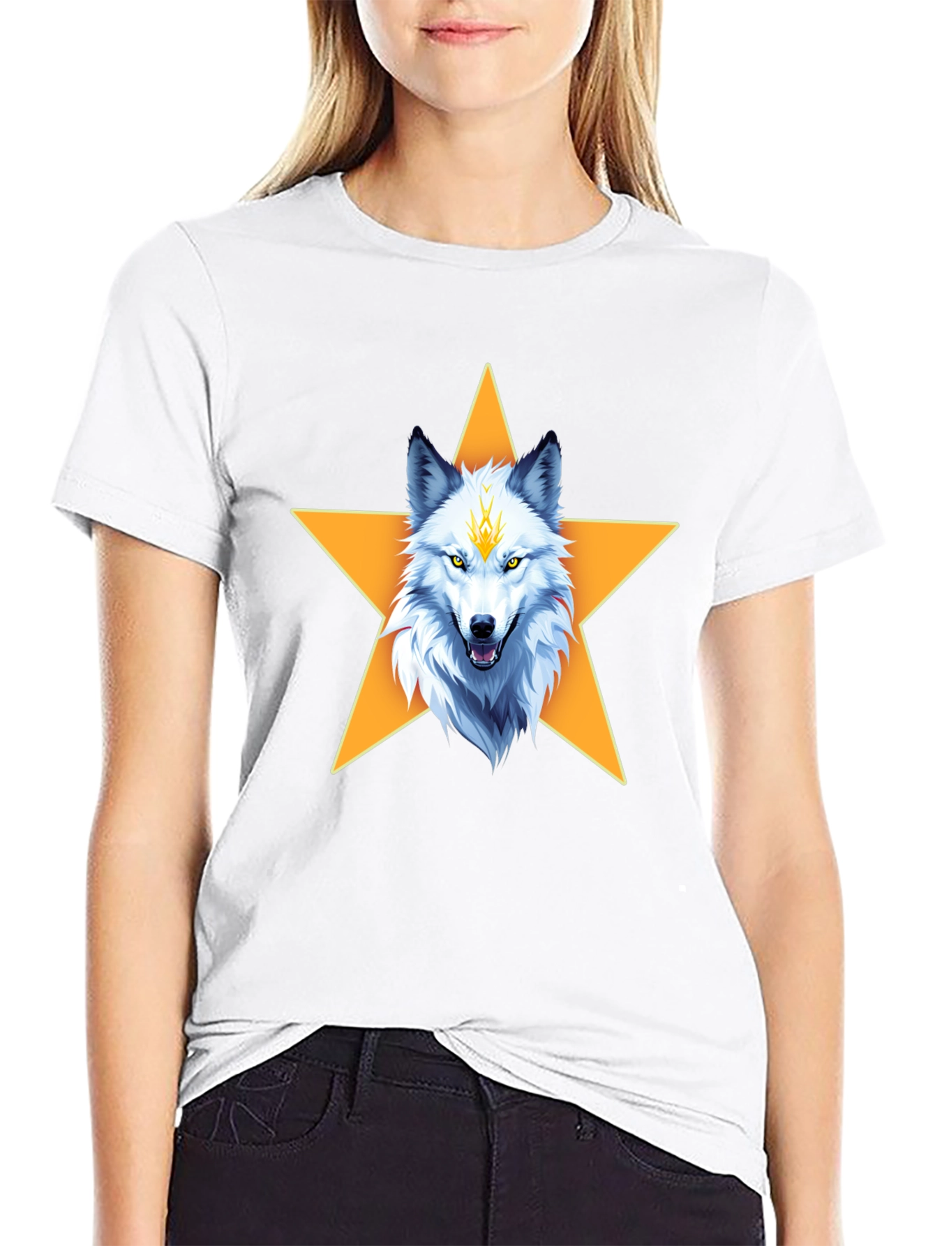 Wolf Star Graphic T-Shirt - Black