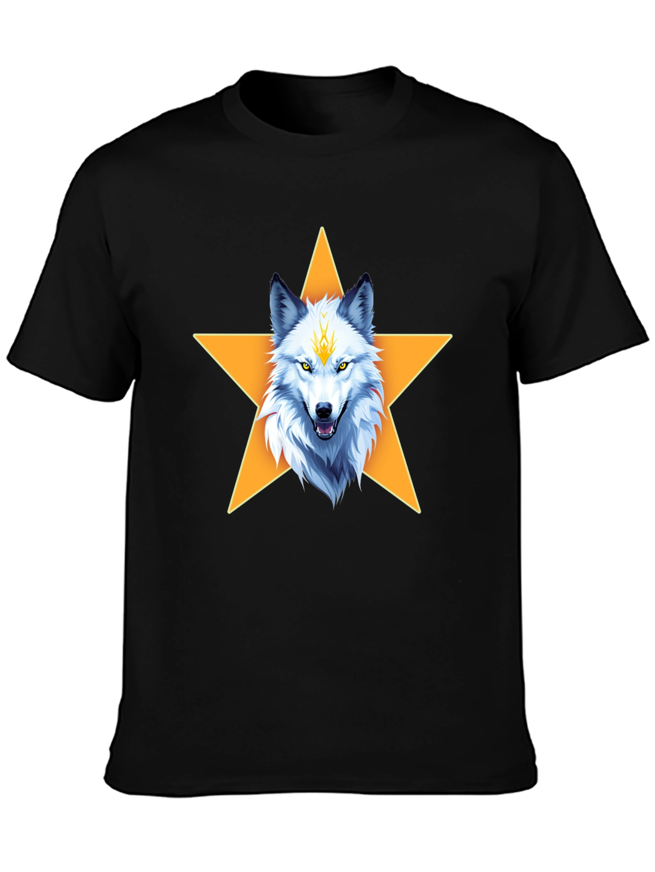 Wolf Star Graphic T-Shirt - Black