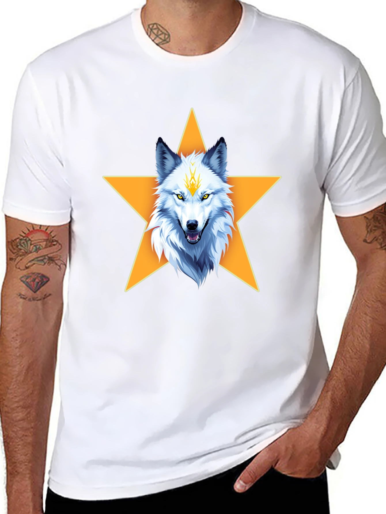 Wolf Star Graphic T-Shirt - Black