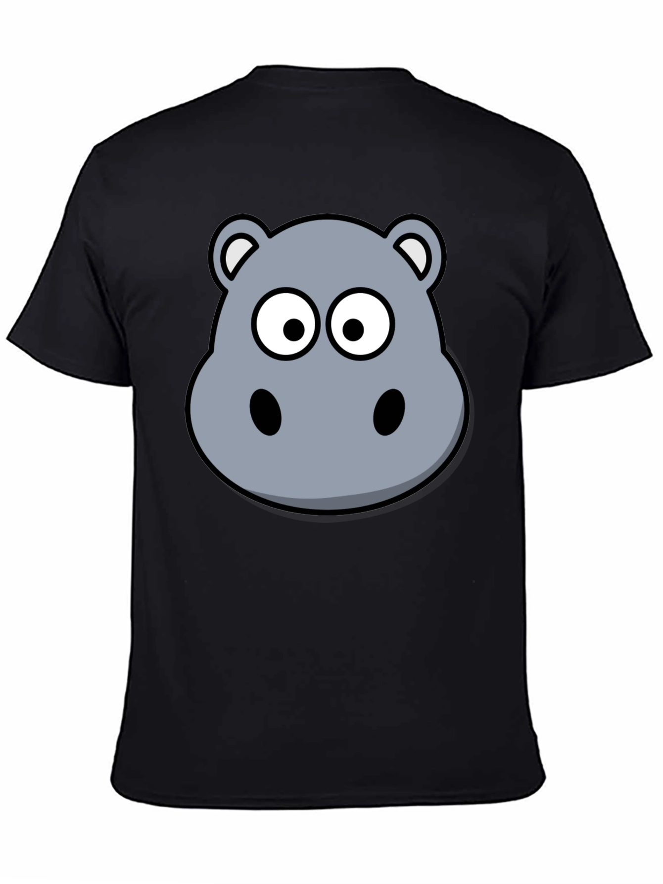 Cartoon Hippo T-Shirt - Soft Cotton Black Tee