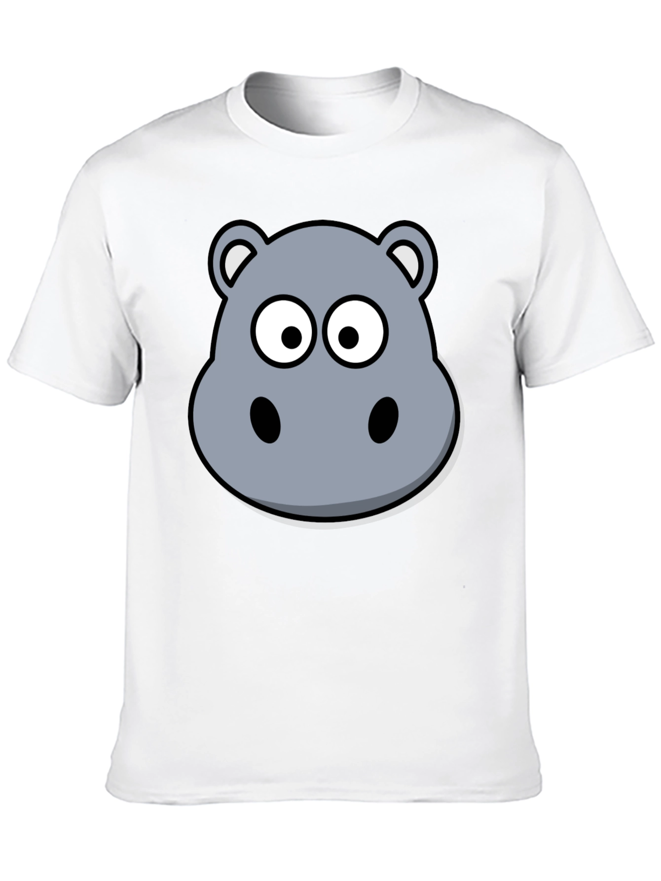 Cartoon Hippo T-Shirt - Soft Cotton Black Tee