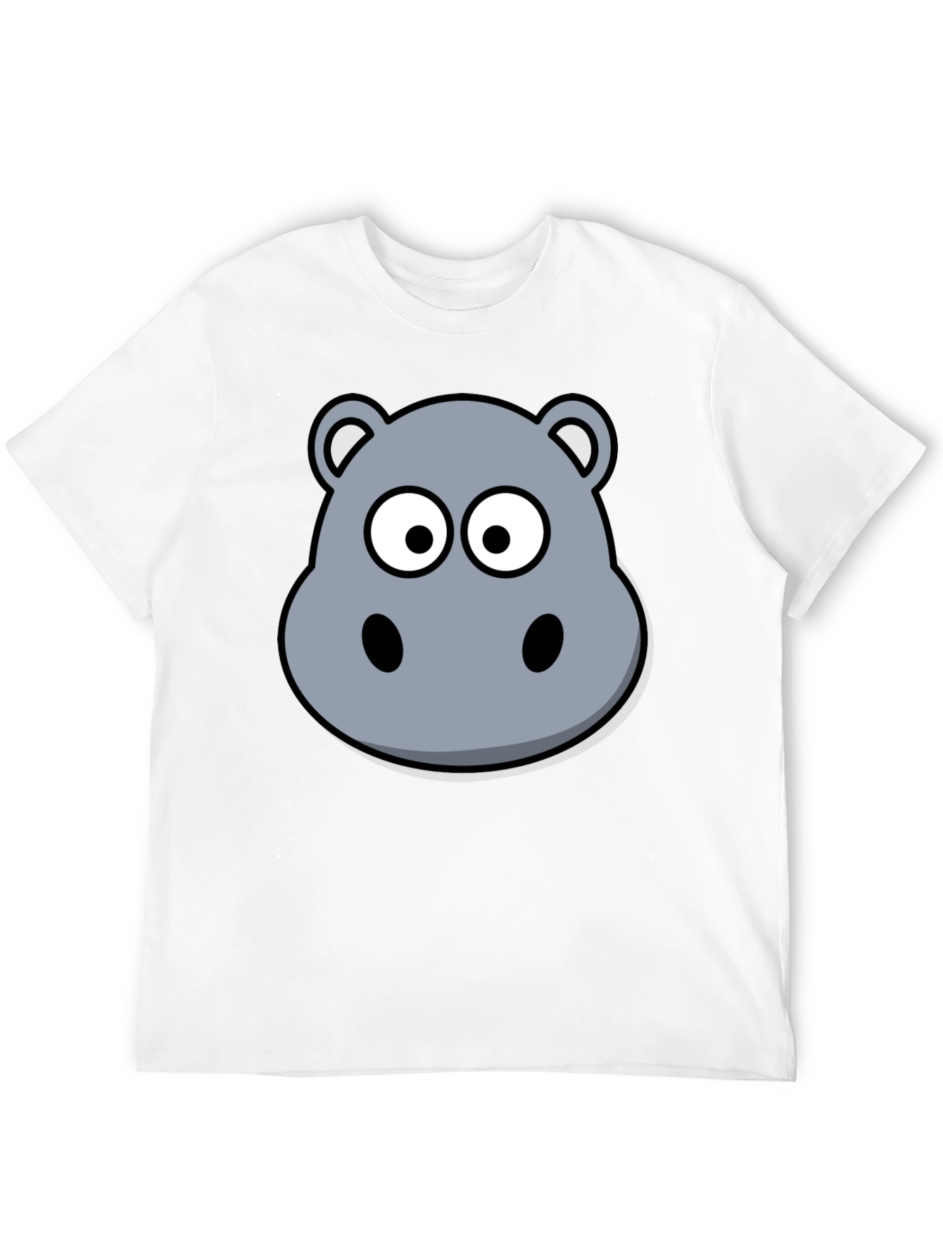 Cartoon Hippo T-Shirt - Soft Cotton Black Tee