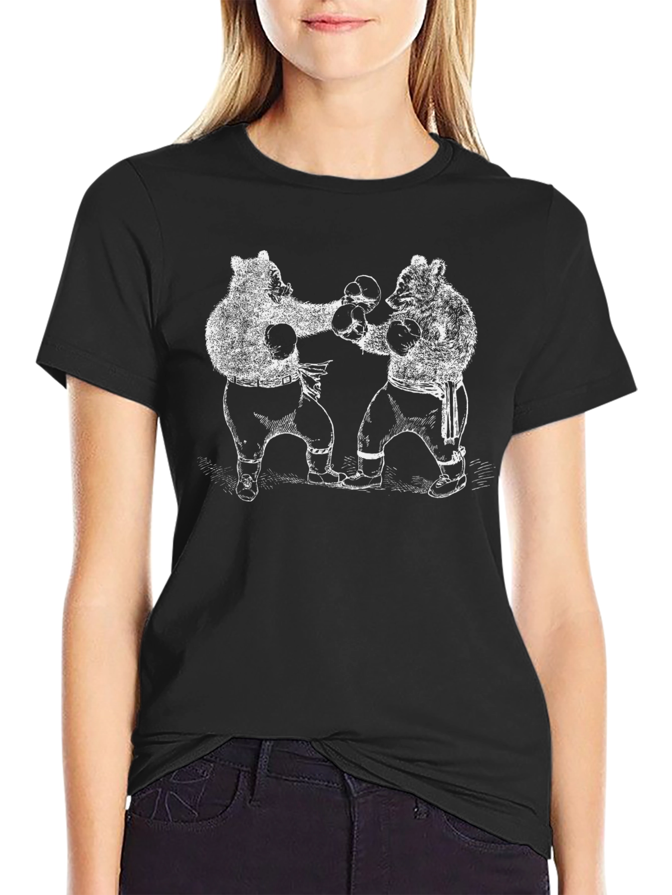 Boxing Bears Graphic Tee - Black