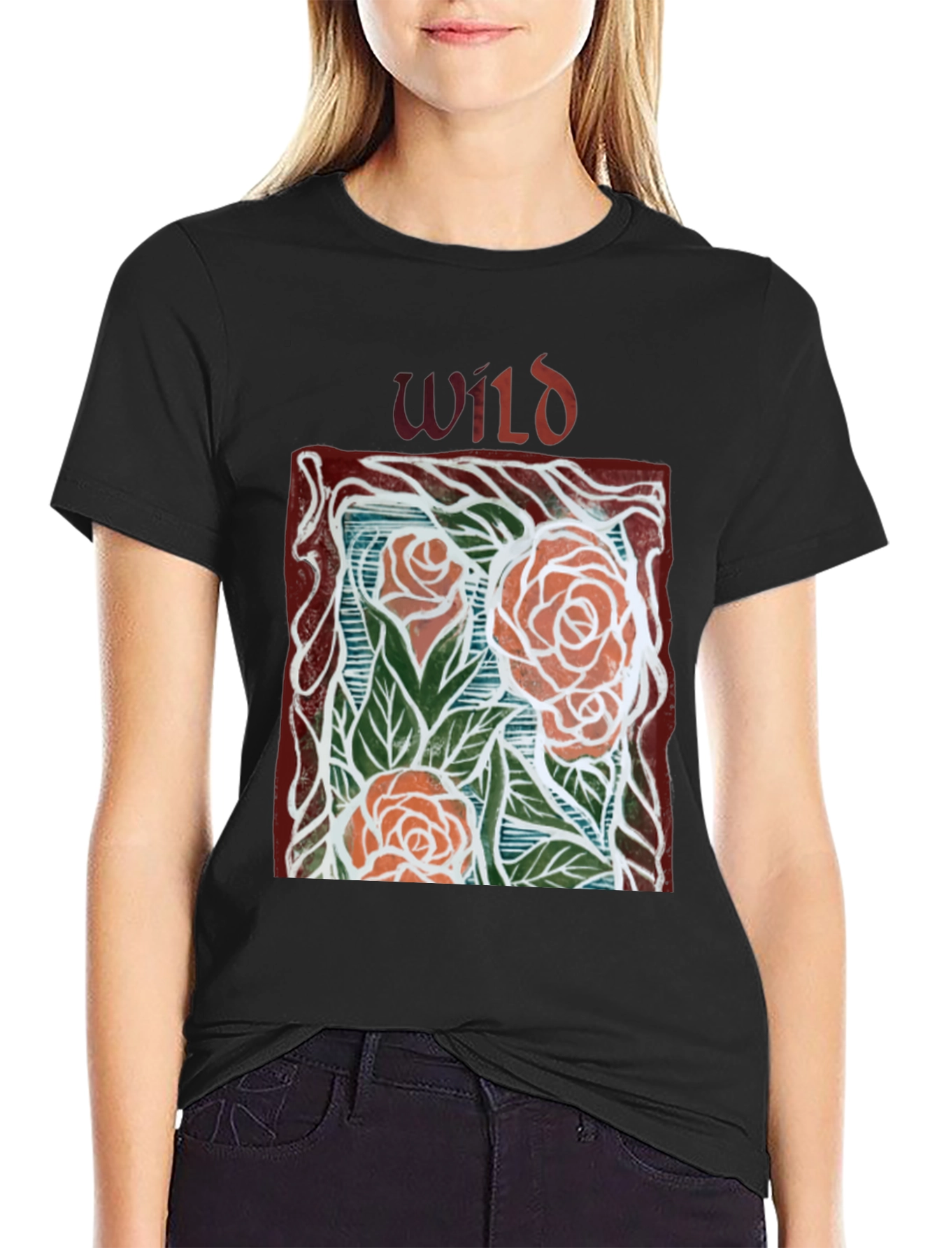 Wild Roses Graphic Tee - Unisex Black T-Shirt