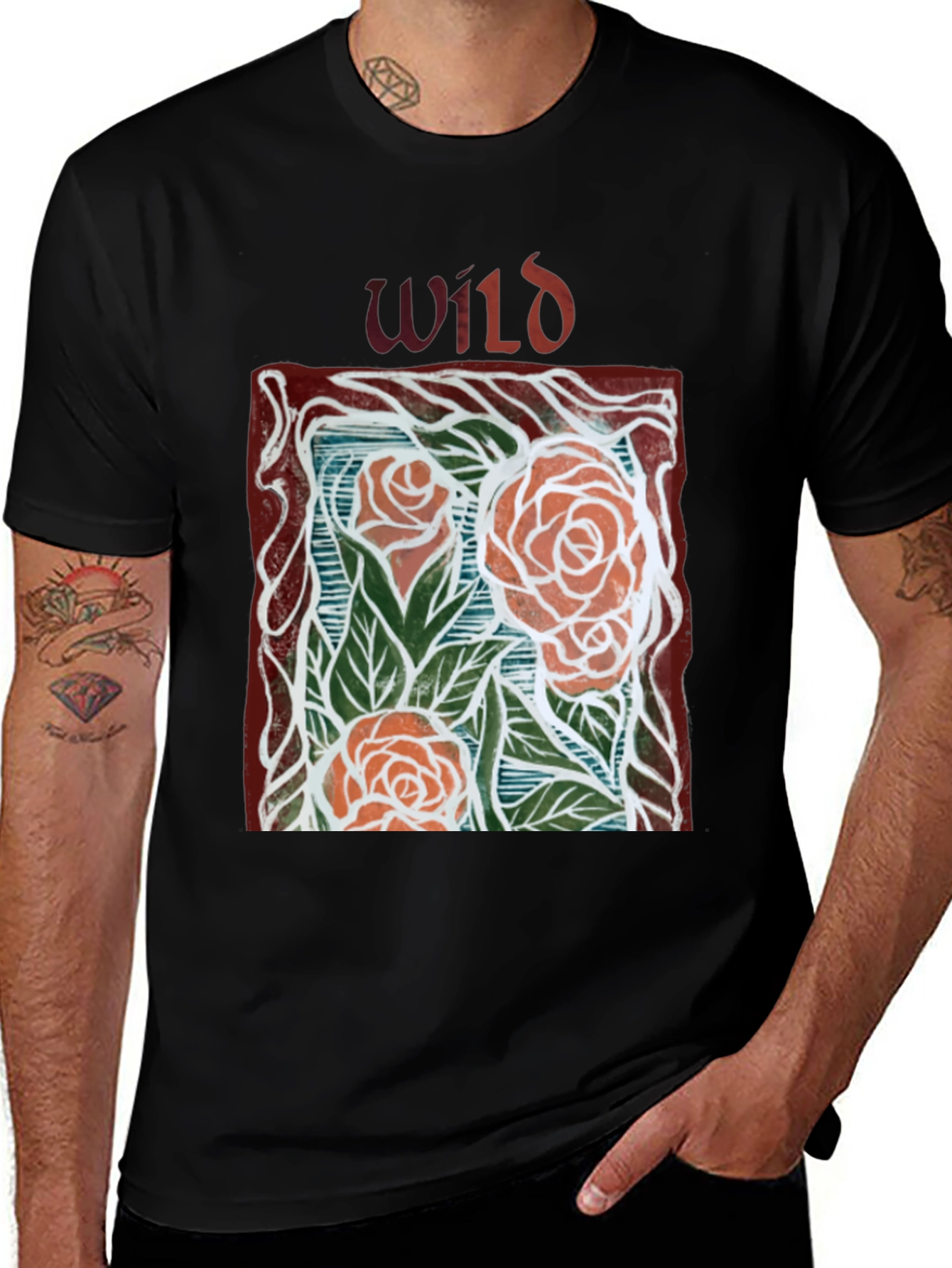 Wild Roses Graphic Tee - Unisex Black T-Shirt