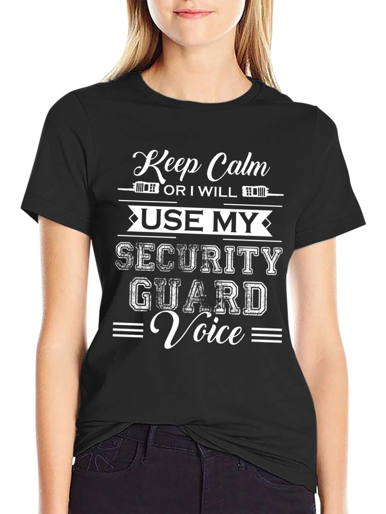 Keep Calm Security Guard Black T-Shirt