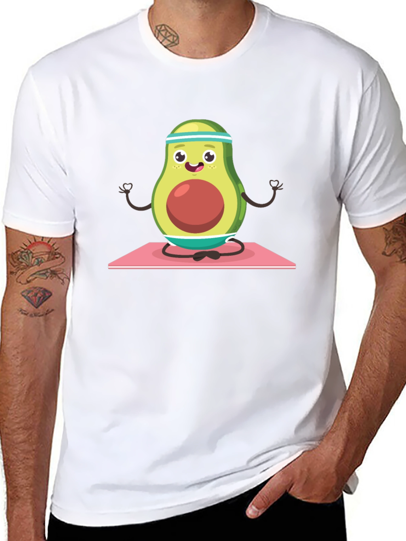 Yoga Avocado Mens T-Shirt - Meditating Fruit Tee