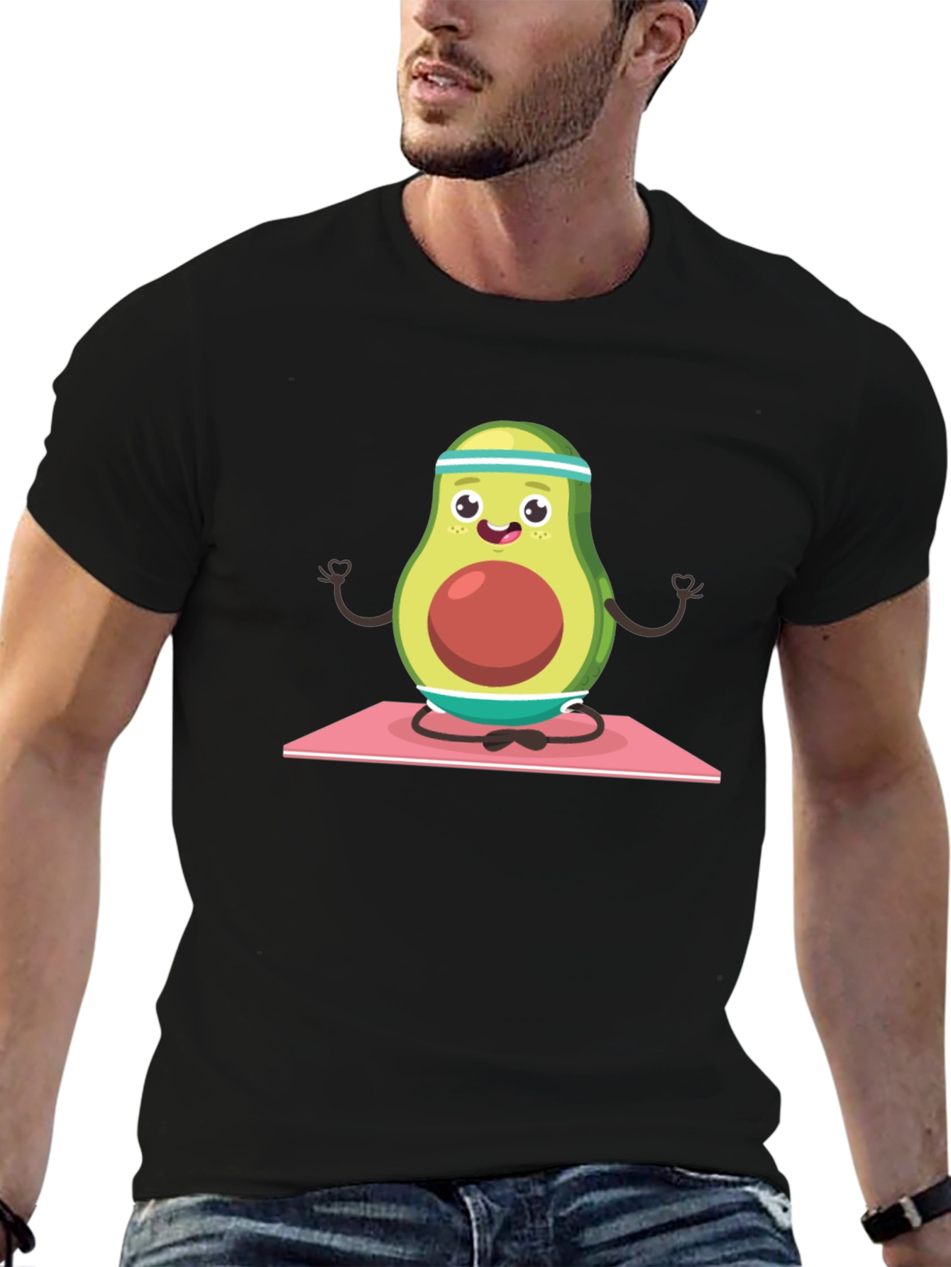 Yoga Avocado Mens T-Shirt - Meditating Fruit Tee