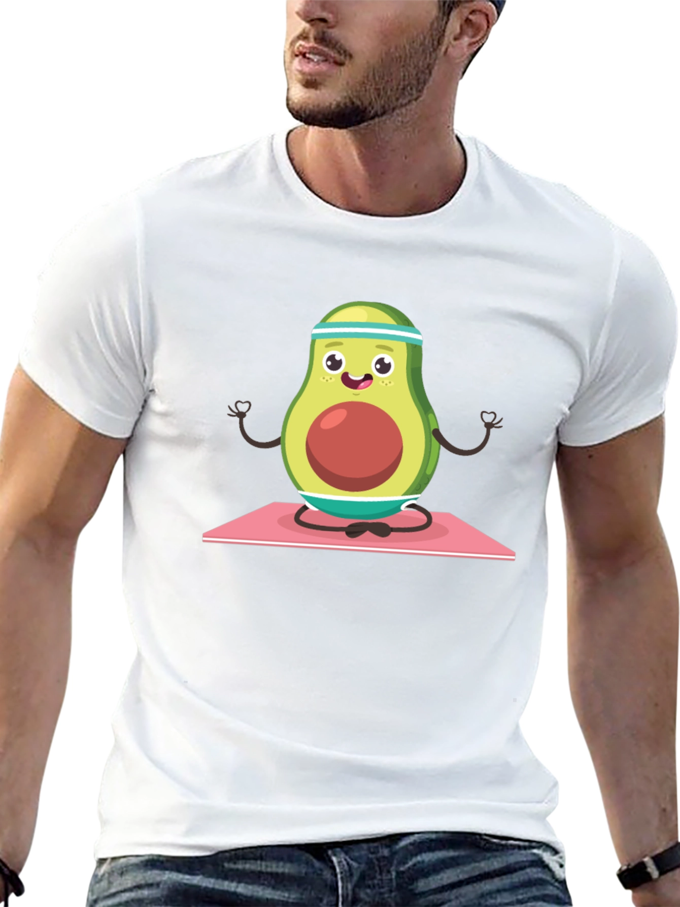 Yoga Avocado Mens T-Shirt - Meditating Fruit Tee
