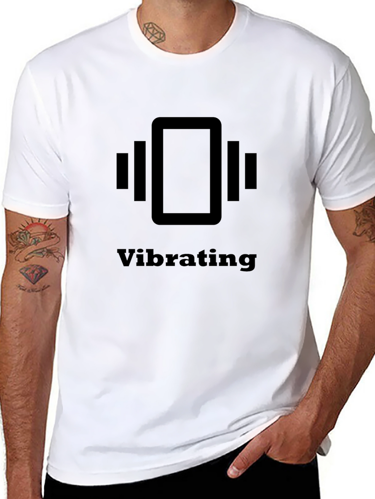 Vibrating Phone Graphic Black T-Shirt
