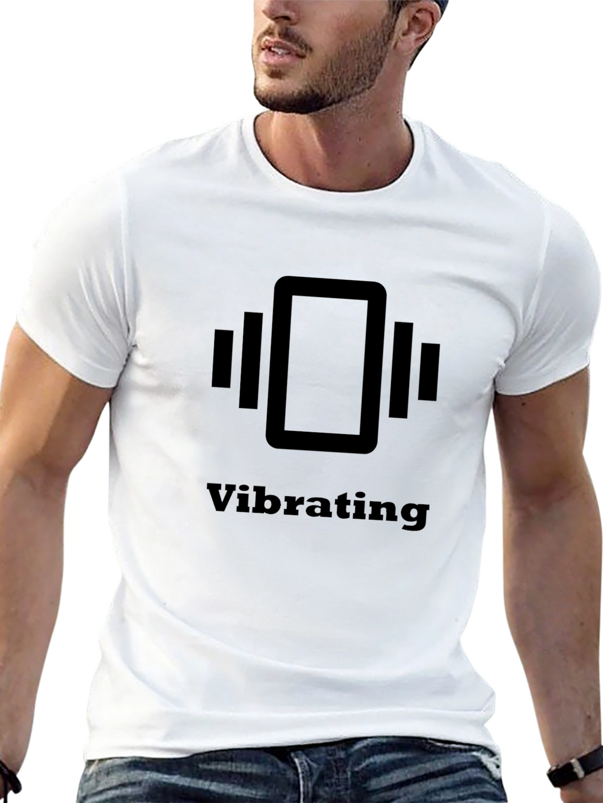 Vibrating Phone Graphic Black T-Shirt