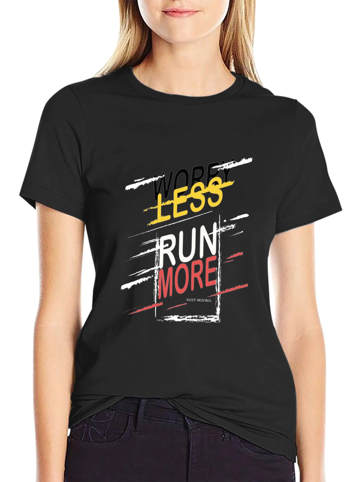 Run More Graphic Tee - Trendy Slogan T-Shirt