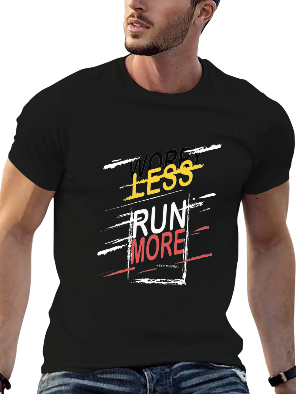 Run More Graphic Tee - Trendy Slogan T-Shirt