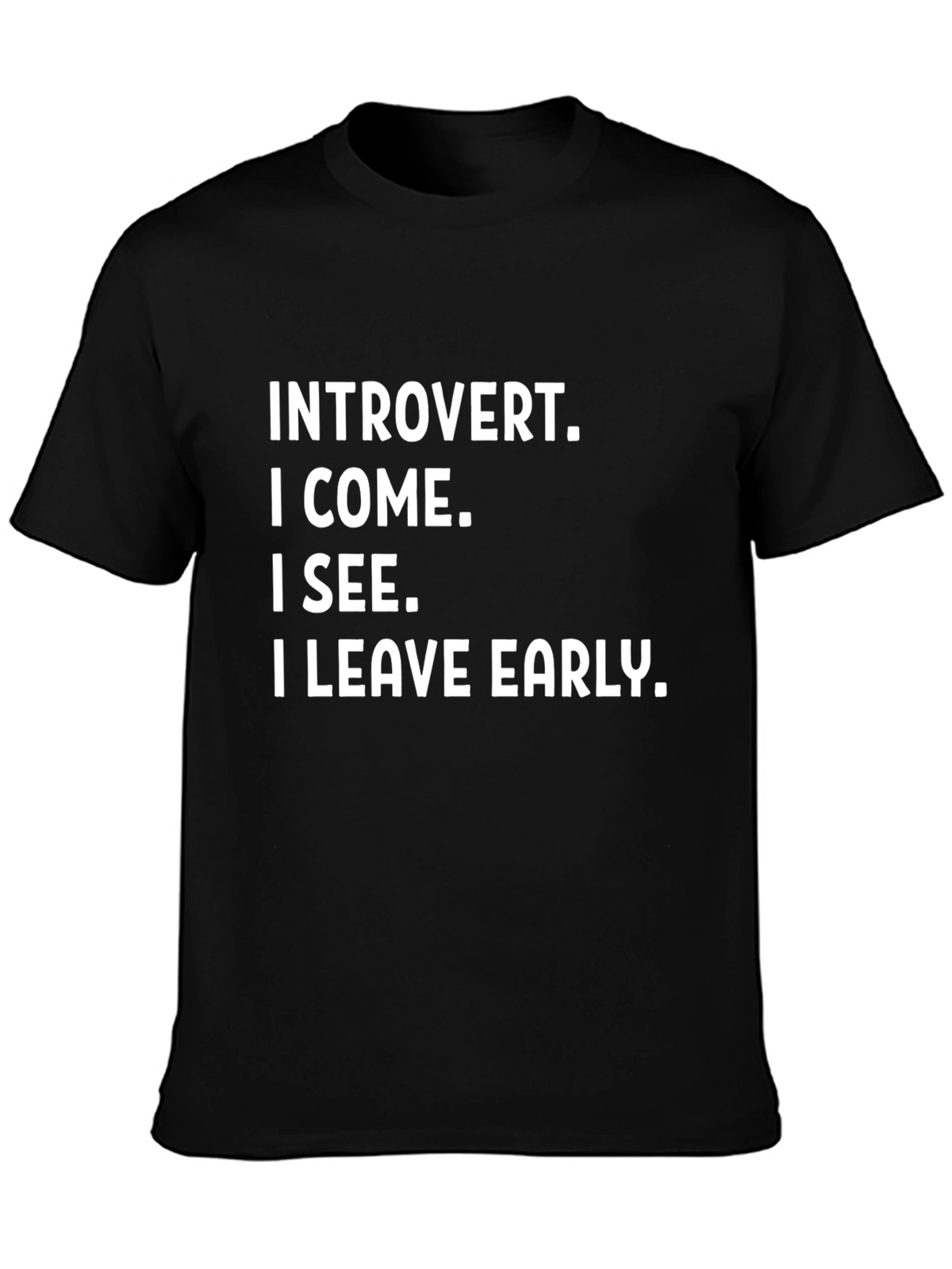 Introvert Slogan Graphic Tee - Black Cotton T-Shirt