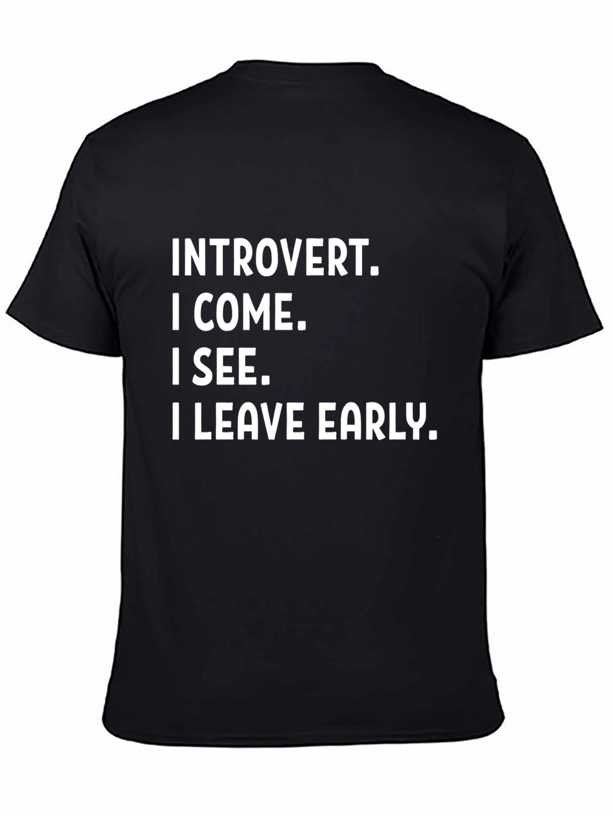 Introvert Slogan Graphic Tee - Black Cotton T-Shirt