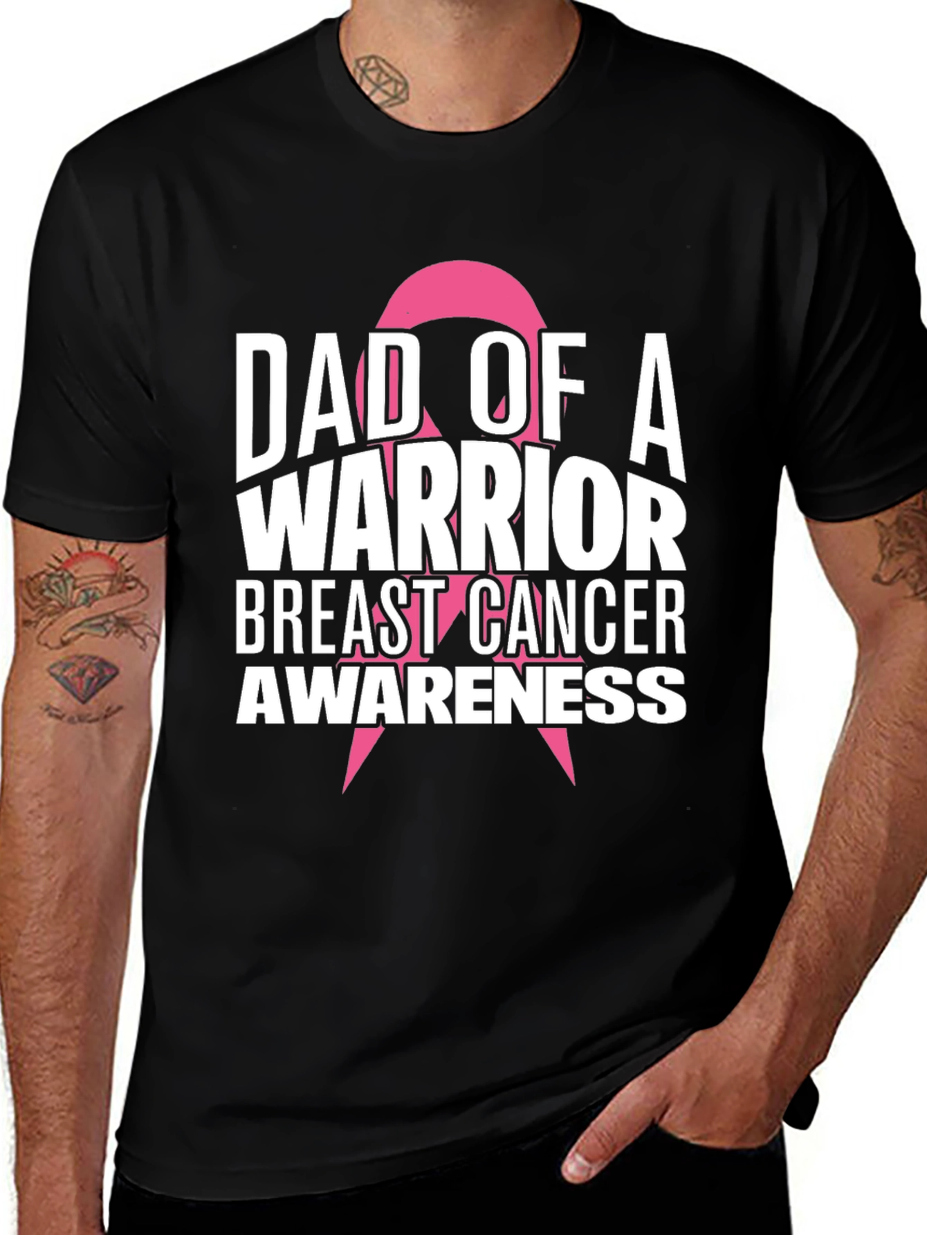 Dad of a Warrior Breast Cancer Awareness T-Shirt