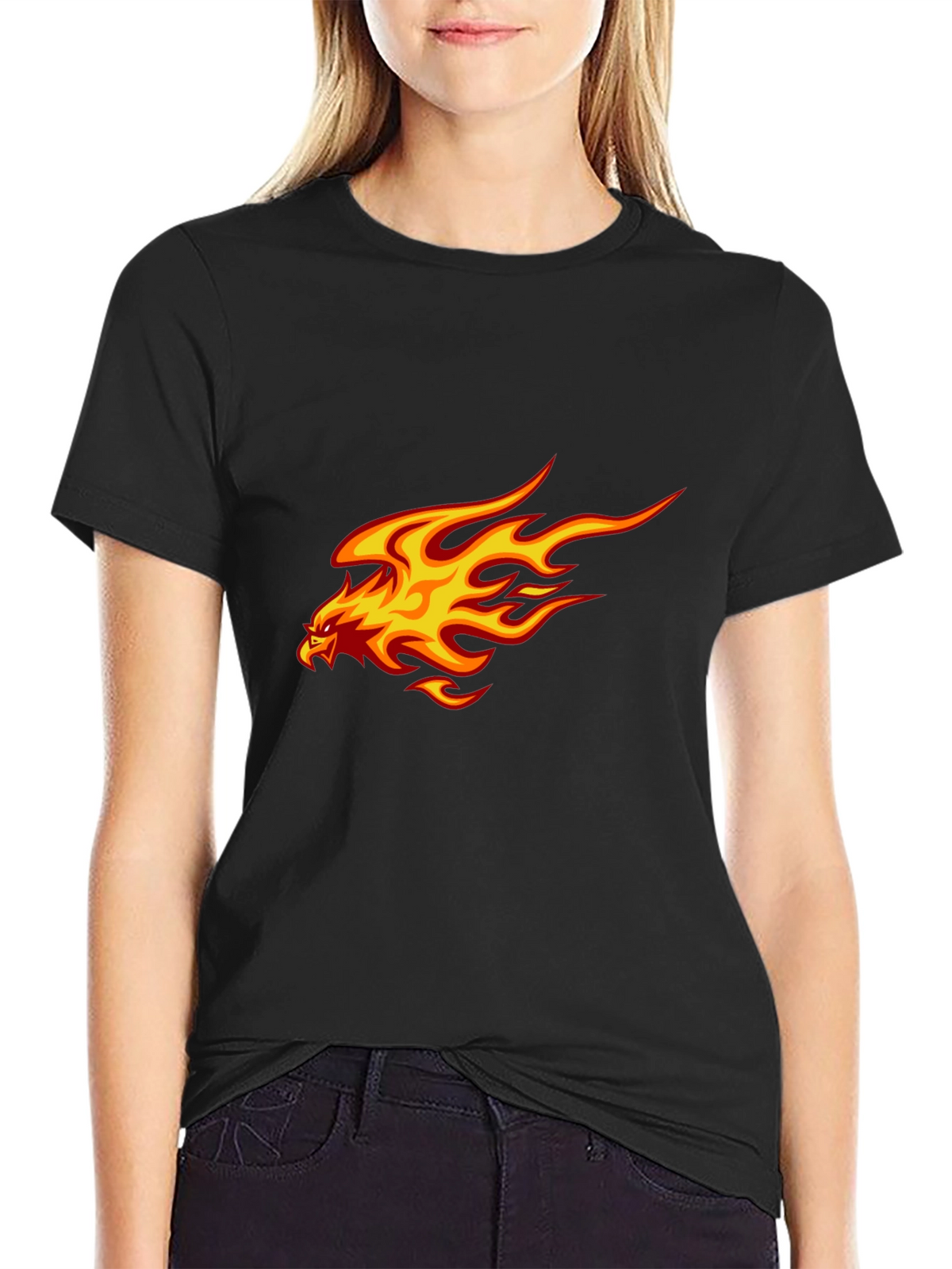 Fiery Eagle Graphic T-Shirt - Bold Black Tee
