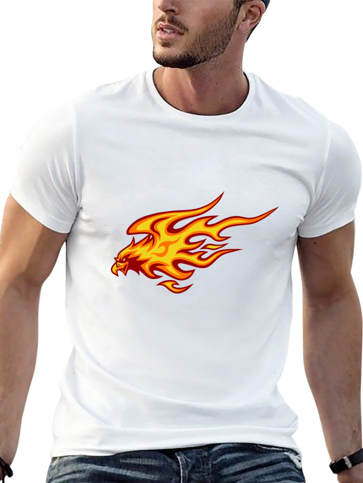 Fiery Eagle Graphic T-Shirt - Bold Black Tee