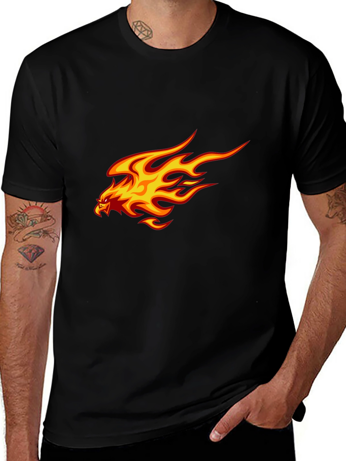 Fiery Eagle Graphic T-Shirt - Bold Black Tee