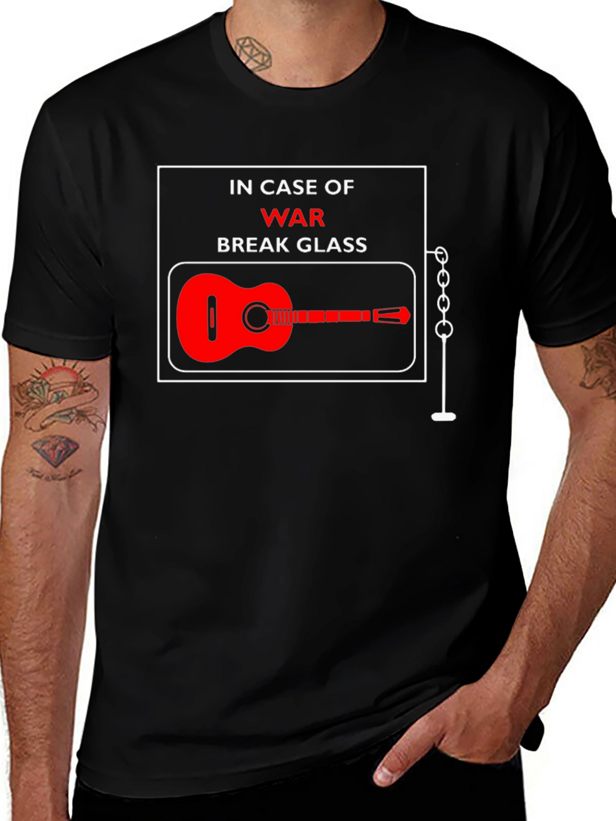In Case Of War Break Glass Guitar T-Shirt