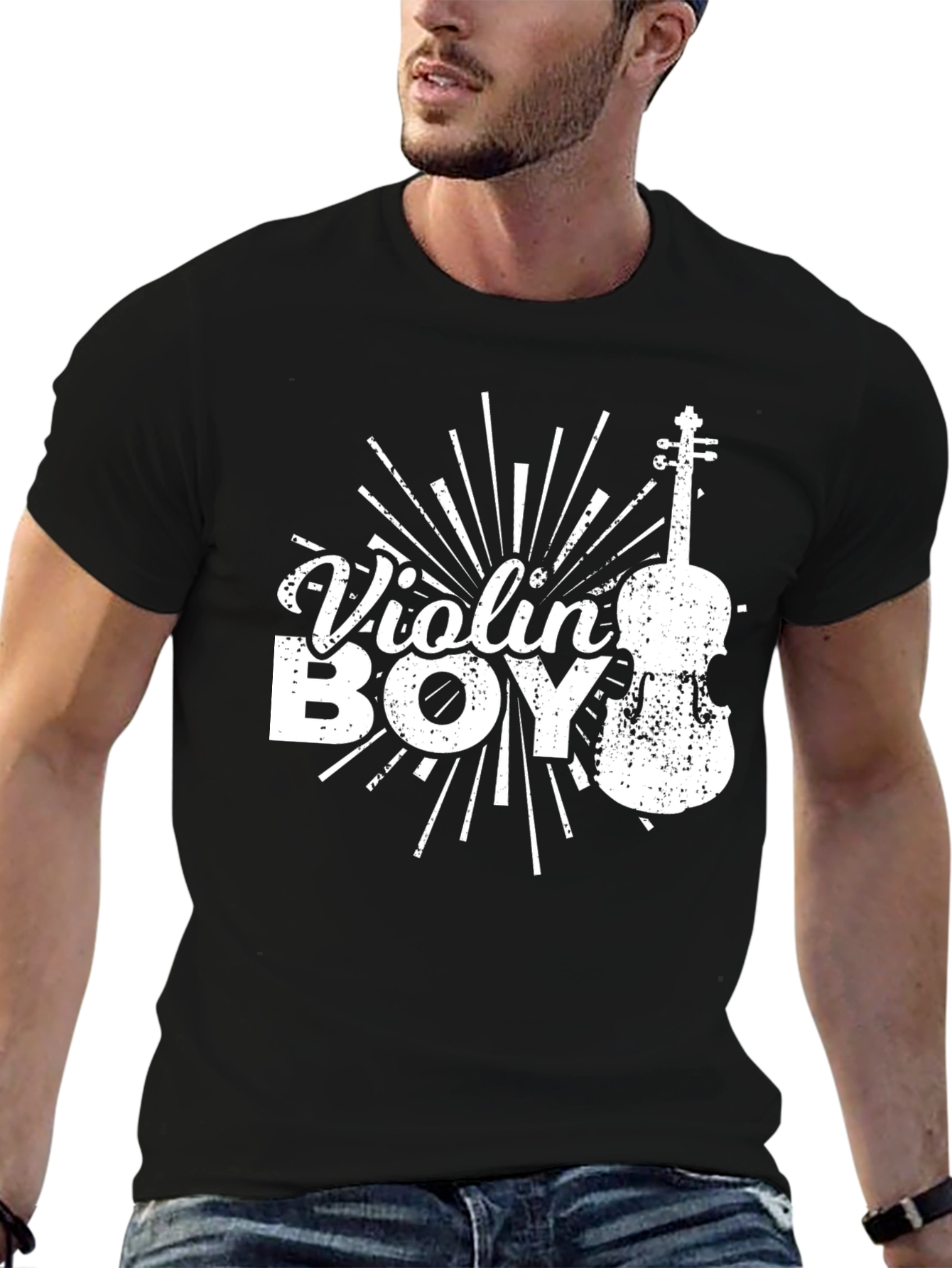 Violin Boy Graphic Print T-Shirt