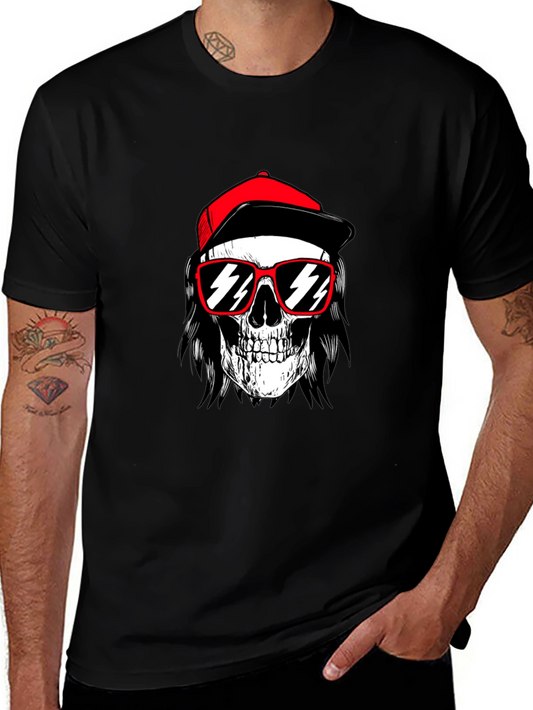 Skull with Cap T-Shirt - Edgy Graphic Tee