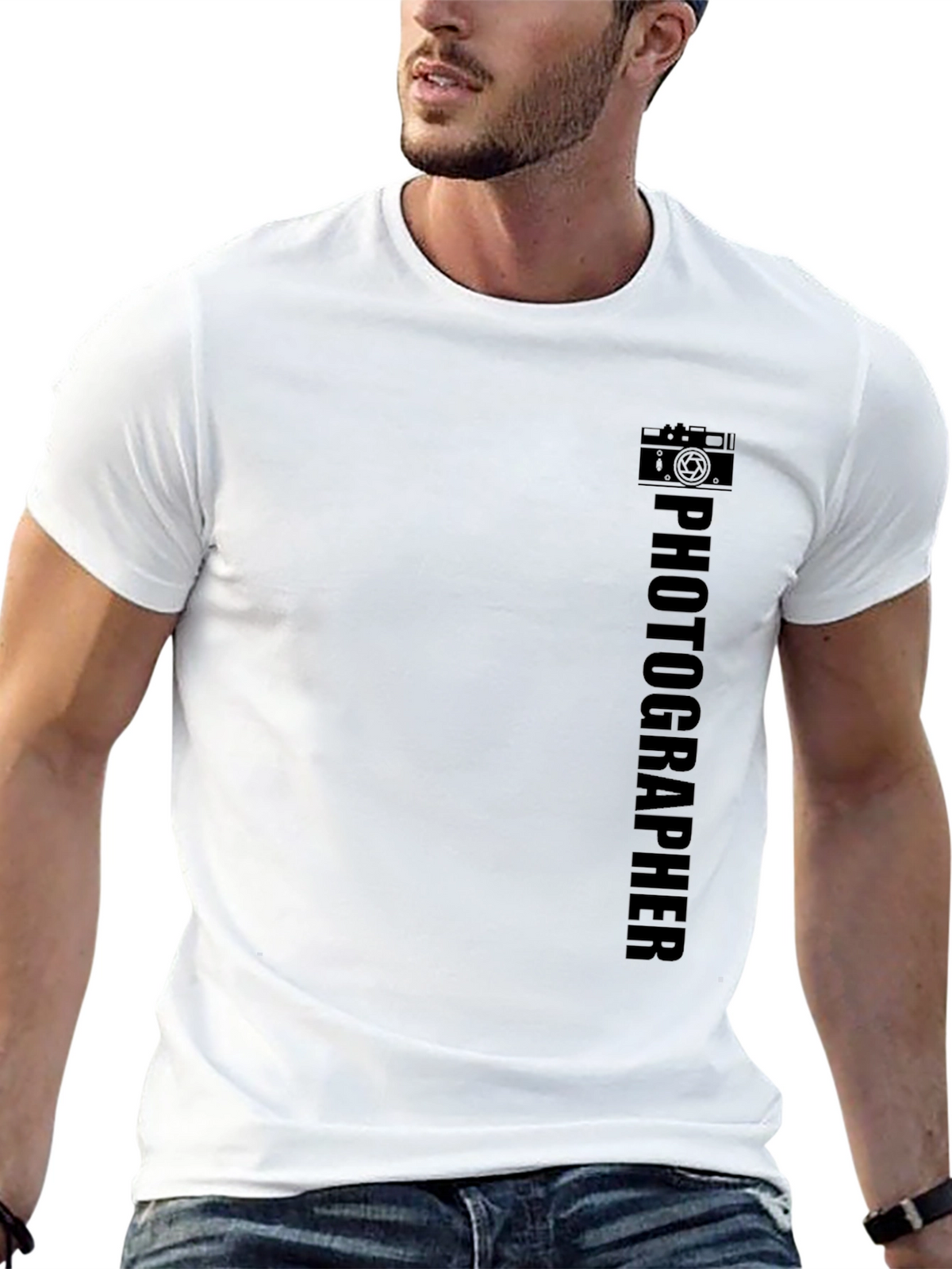 Photographer Graphic Tee - Black Cotton Casual Shirt