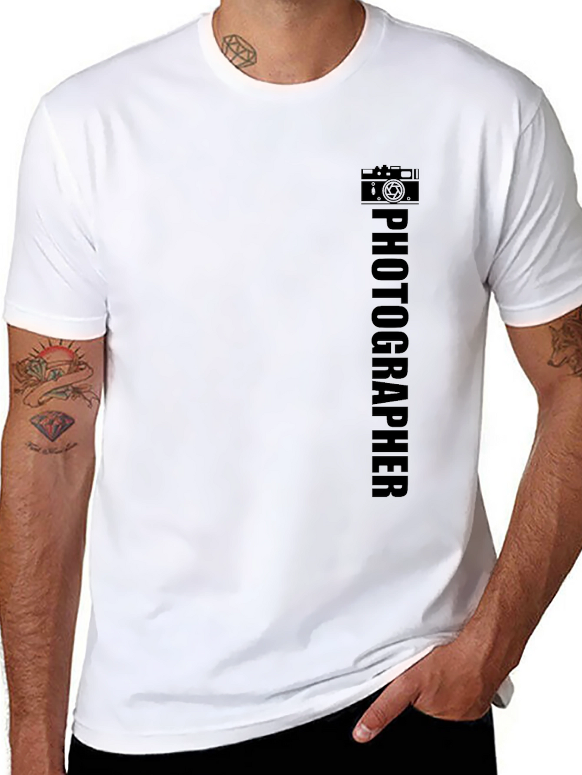 Photographer Graphic Tee - Black Cotton Casual Shirt