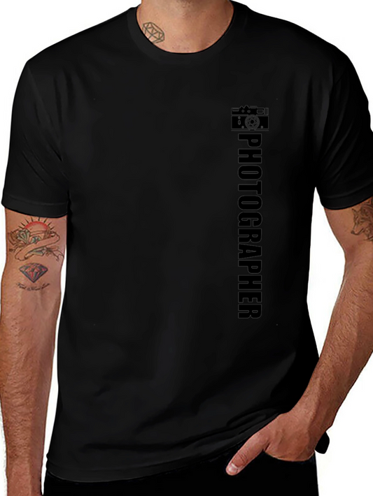 Photographer Graphic Tee - Black Cotton Casual Shirt