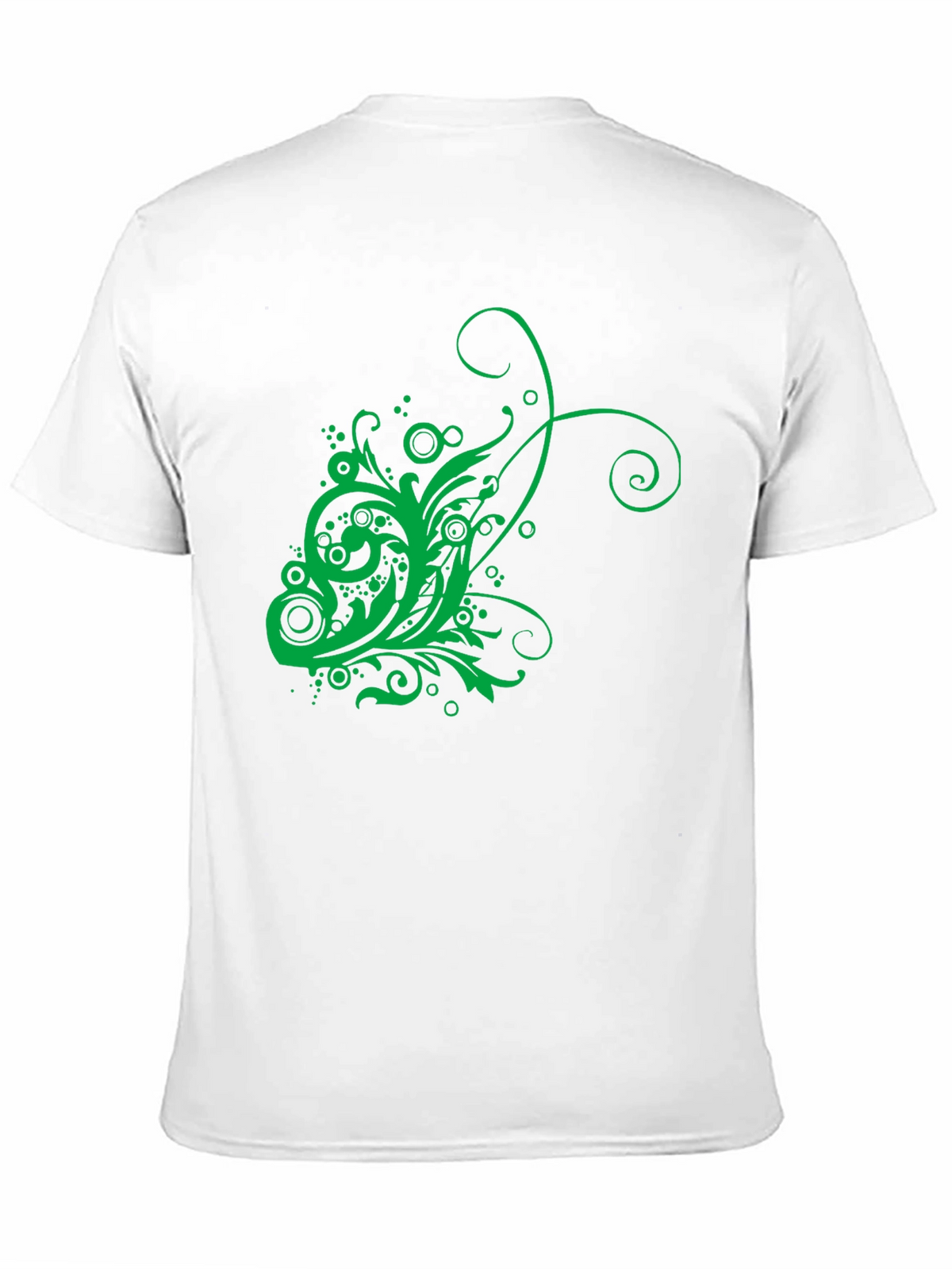 Mens Black T-Shirt with Green Floral Design