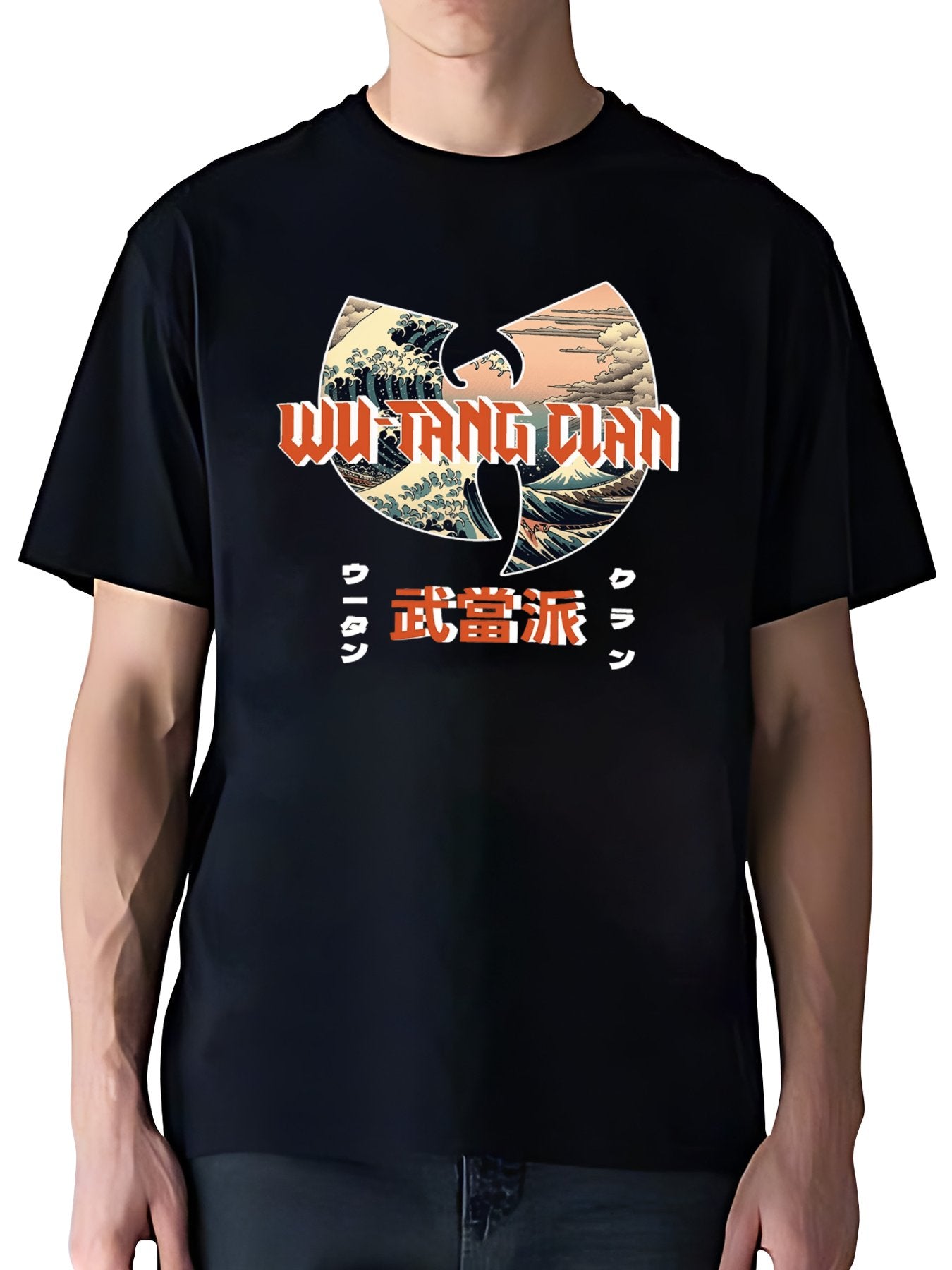 T-shirt Wu-Tang Clan Ukiyoe Wave Ukiyoe Wave Vintage Washed Cotton Back Art Hoodie